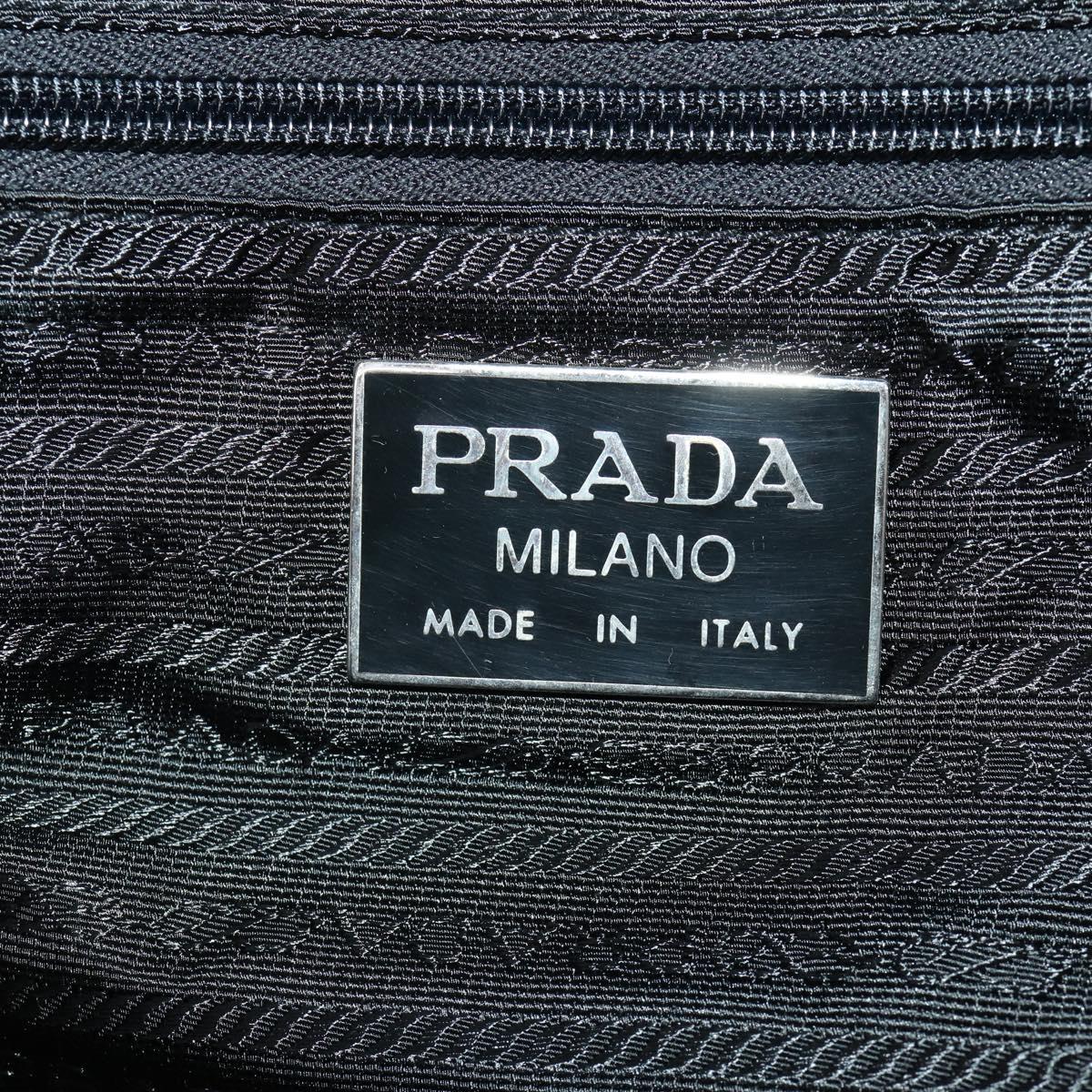 PRADA Boston Bag Nylon Black Silver Auth yk20263A
