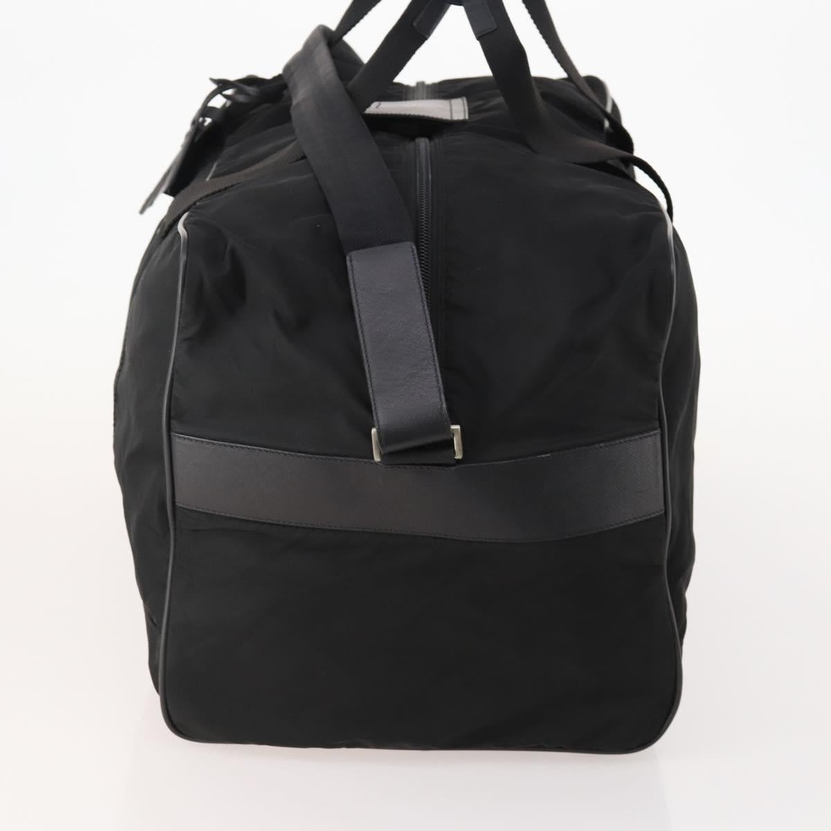 PRADA Boston Bag Nylon Black Silver Auth yk20263A