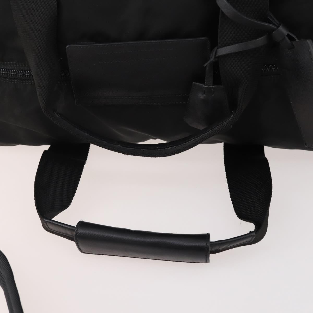 PRADA Boston Bag Nylon Black Silver Auth yk20263A