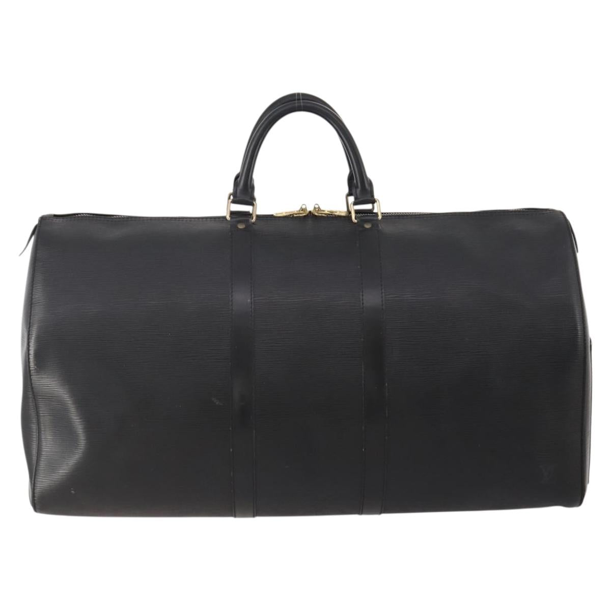 LOUIS VUITTON Epi Keepall 55 Boston Bag Noir Black M42952 LV Auth yk20266