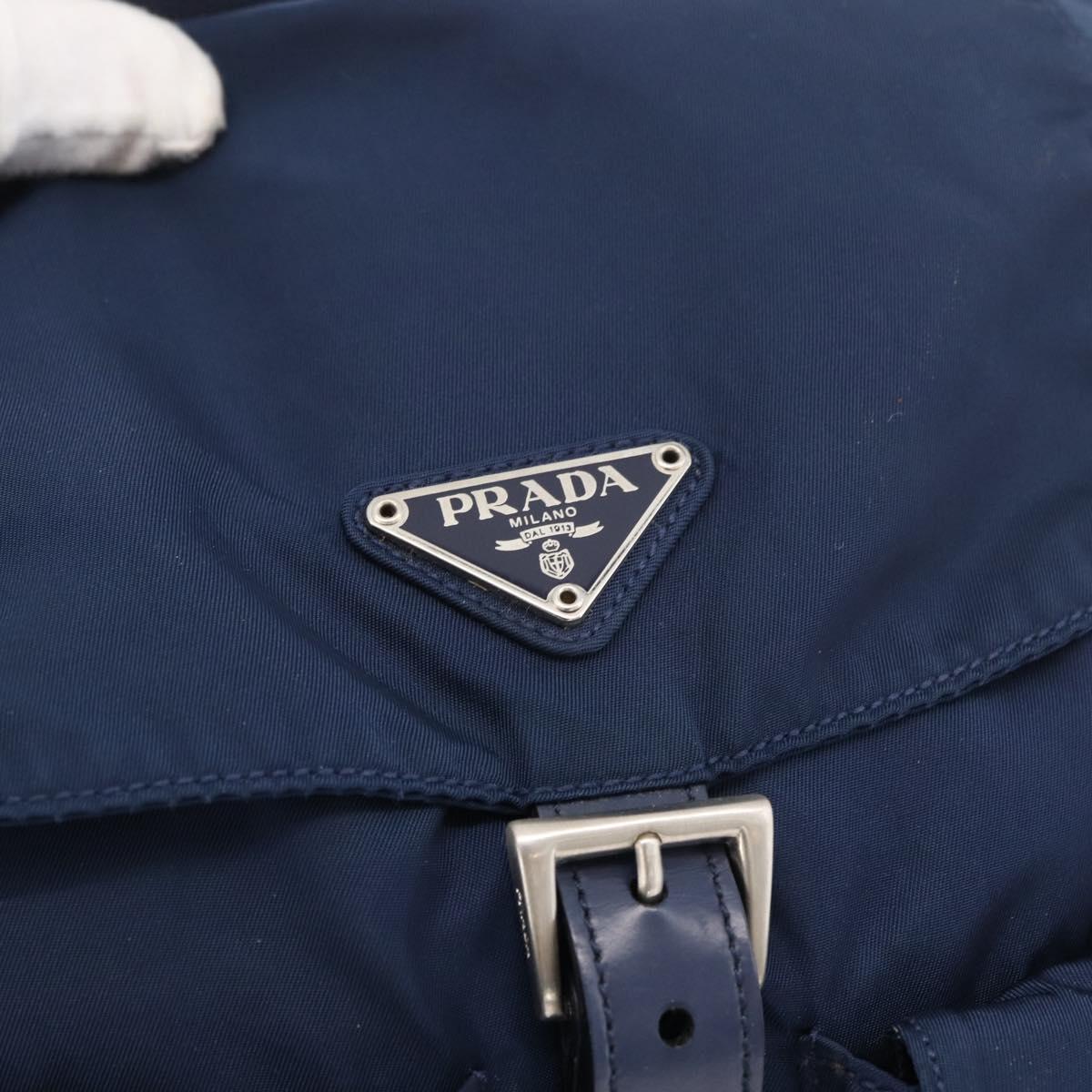 PRADA Backpack Nylon Navy Silver Auth yk20267