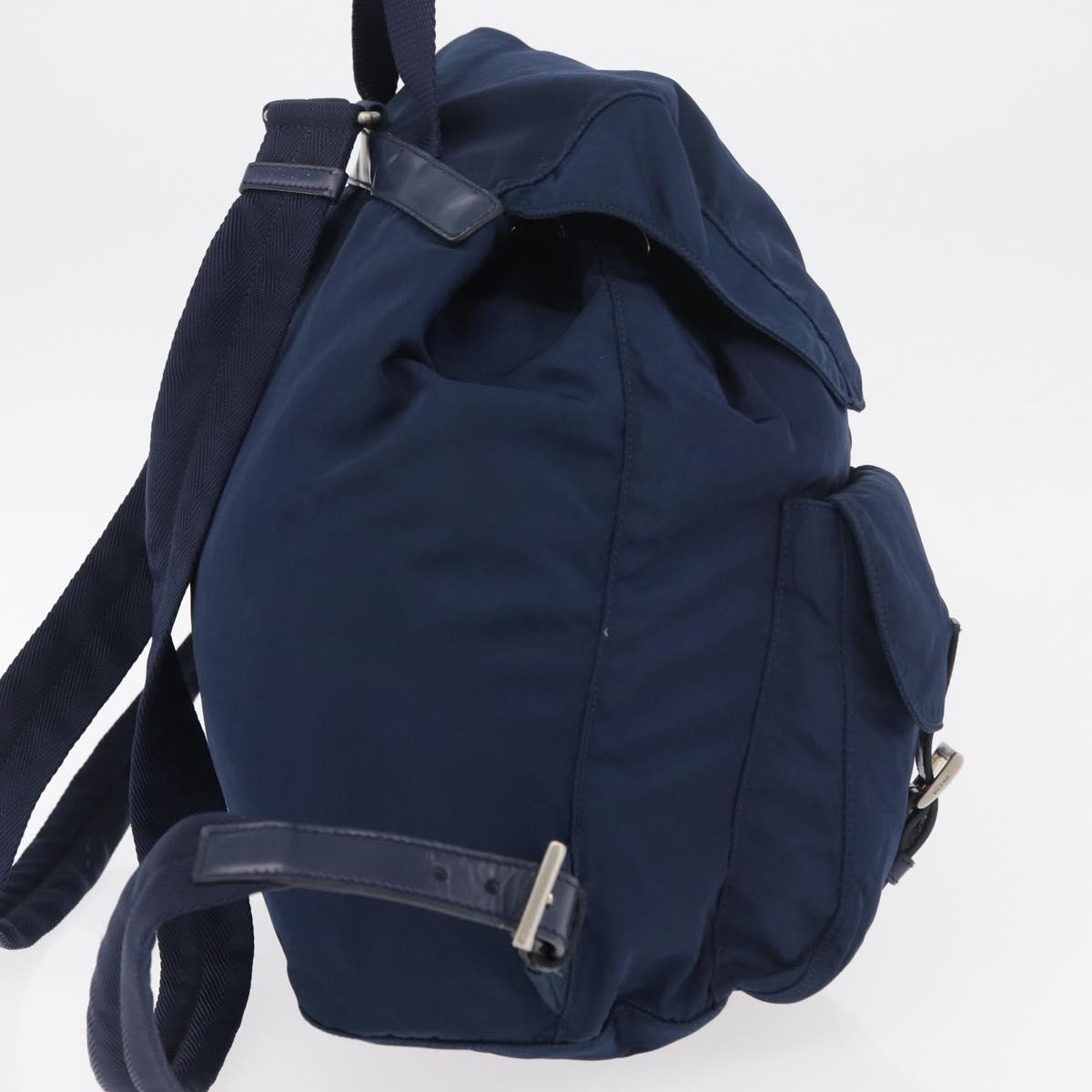 PRADA Backpack Nylon Navy Silver Auth yk20267