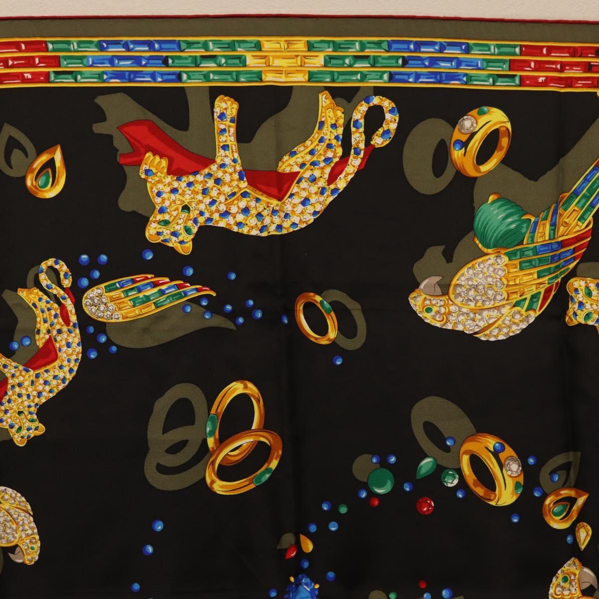 CARTIER Scarf Silk Black Auth yk20270A