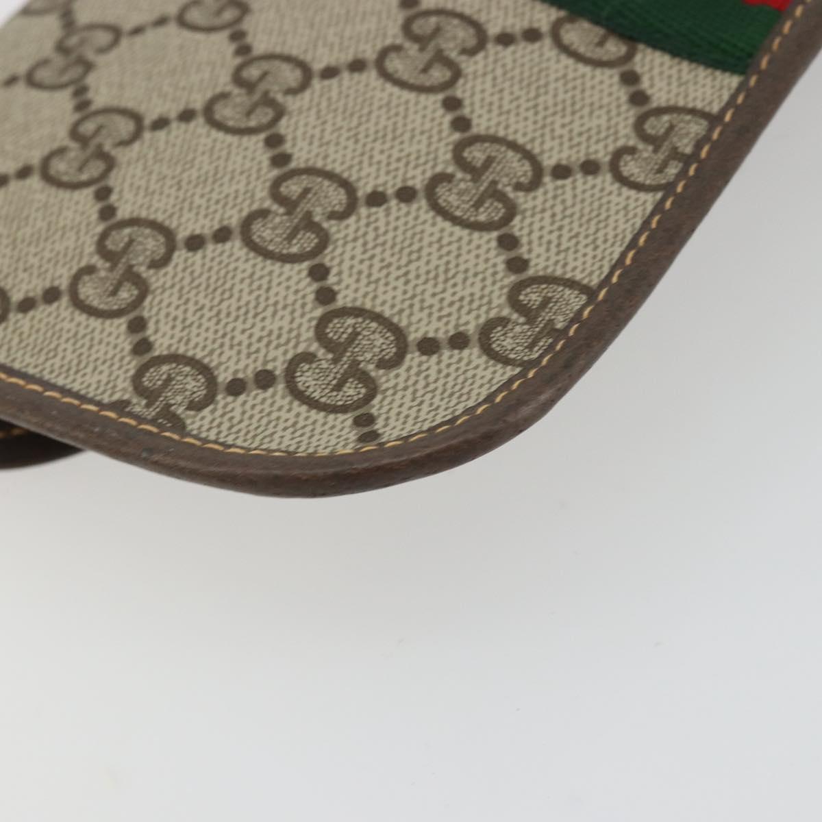 GUCCI GG Supreme Web Sherry Line Pouch PVC Beige Gold 014 89 5205 Auth yk20284A