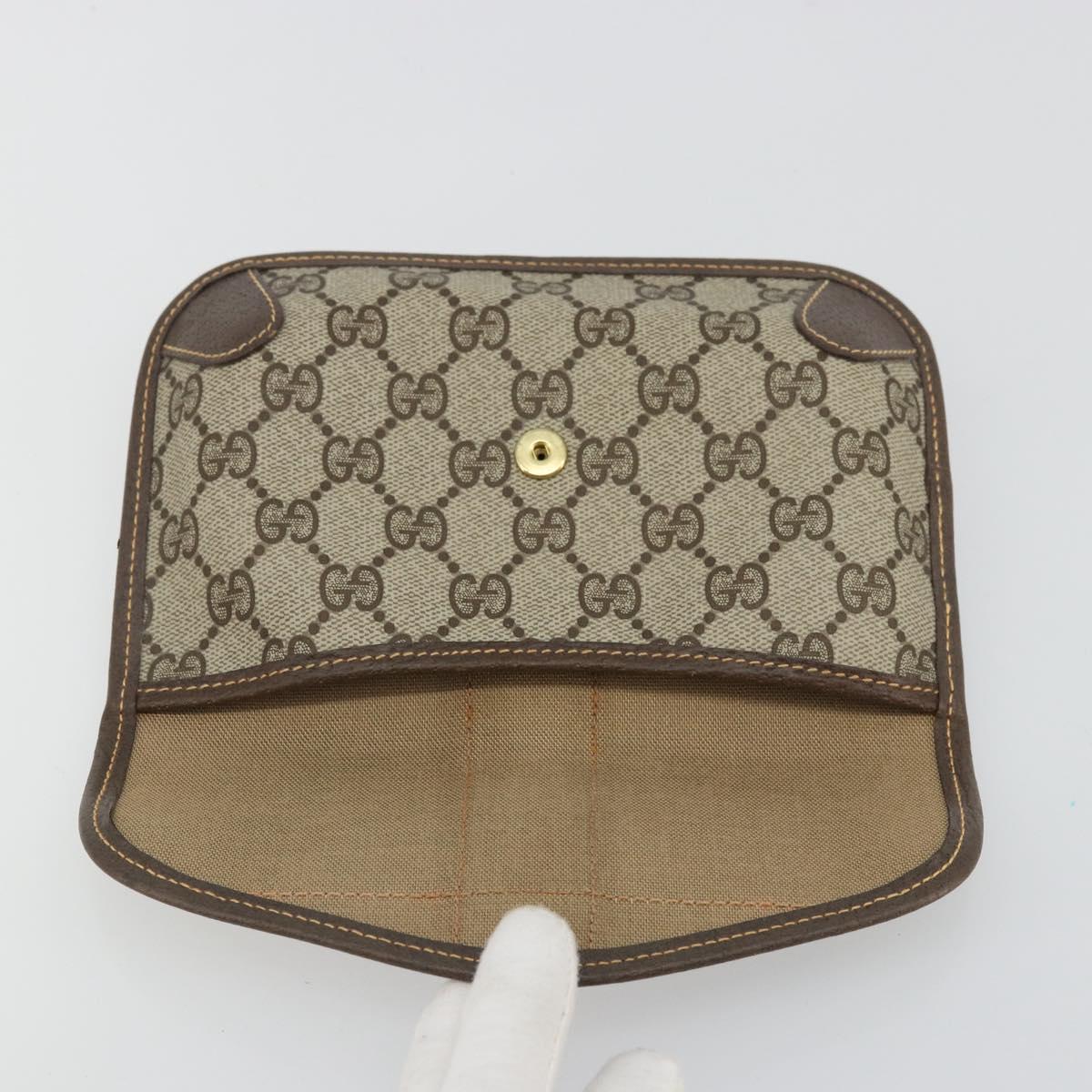 GUCCI GG Supreme Web Sherry Line Pouch PVC Beige Gold 014 89 5205 Auth yk20284A