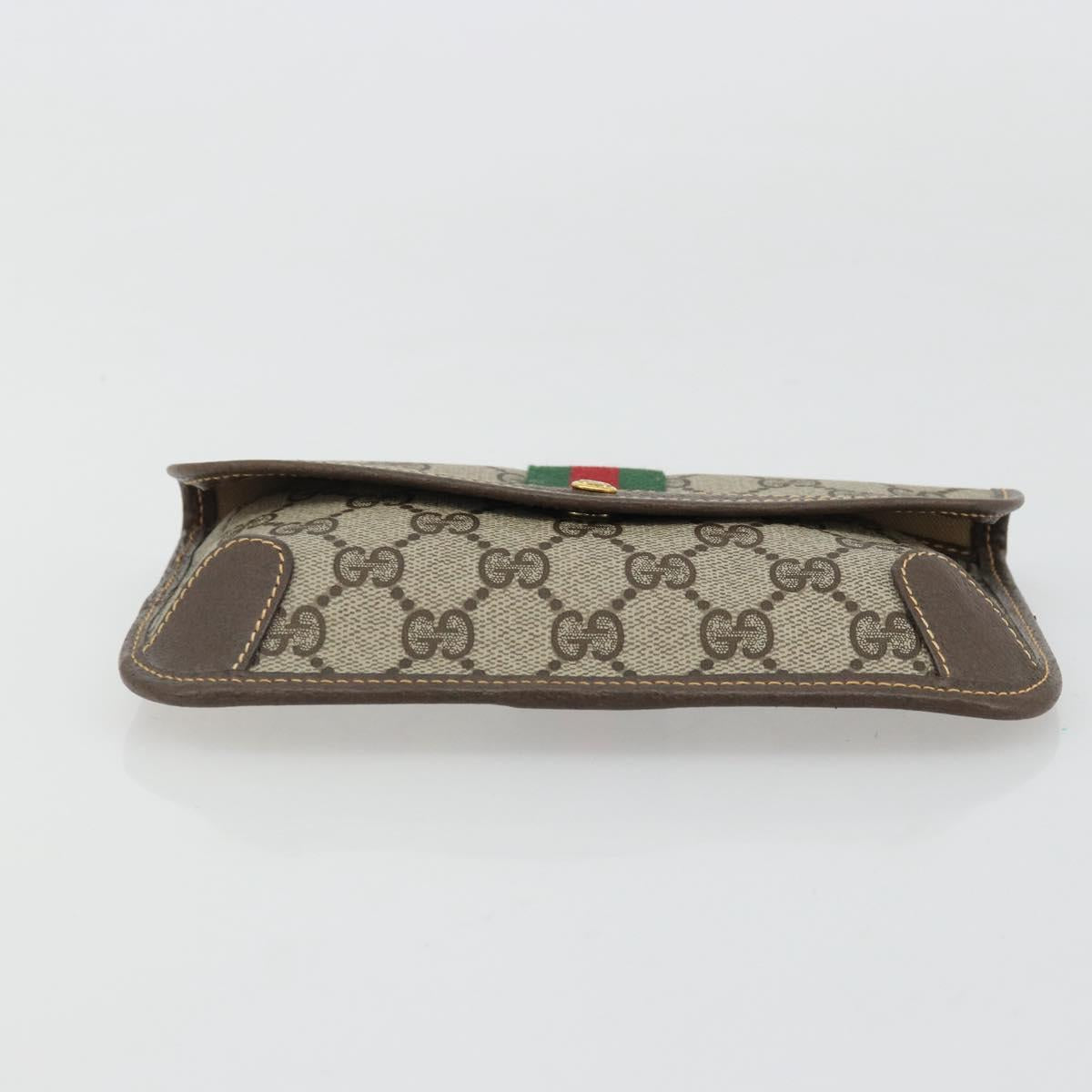 GUCCI GG Supreme Web Sherry Line Pouch PVC Beige Gold 014 89 5205 Auth yk20284A