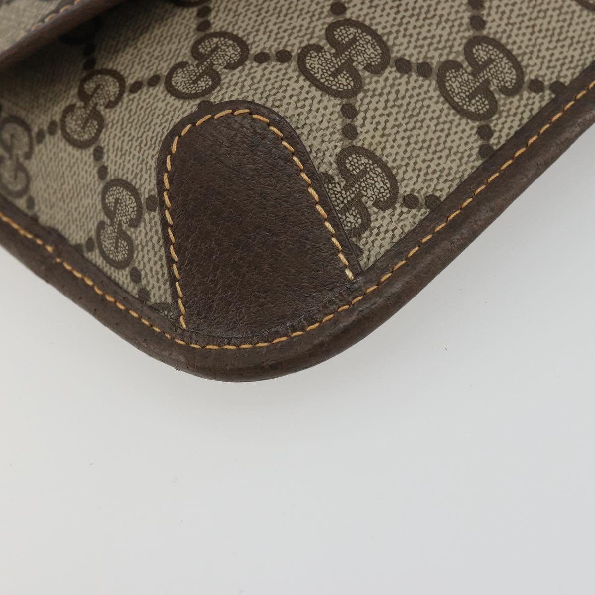GUCCI GG Supreme Web Sherry Line Pouch PVC Beige Gold 014 89 5205 Auth yk20284A