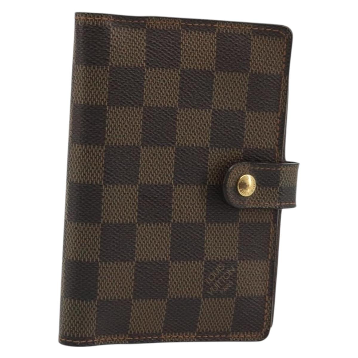 LOUIS VUITTON Damier Ebene Agenda PM Day Planner Cover R20700 LV Auth yk20327
