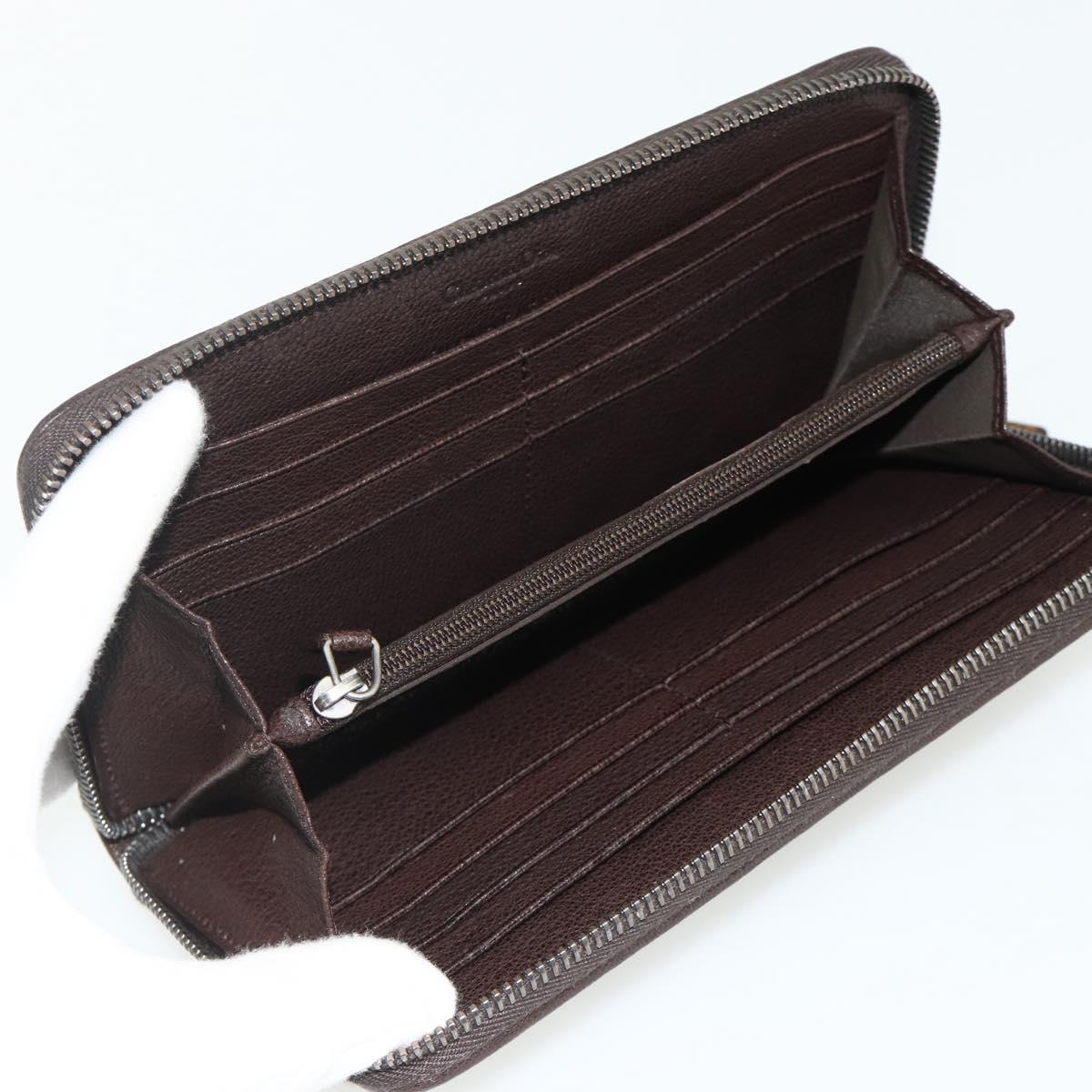 Christian Dior Trotter Canvas Long Wallet Brown Silver Auth yk20342A