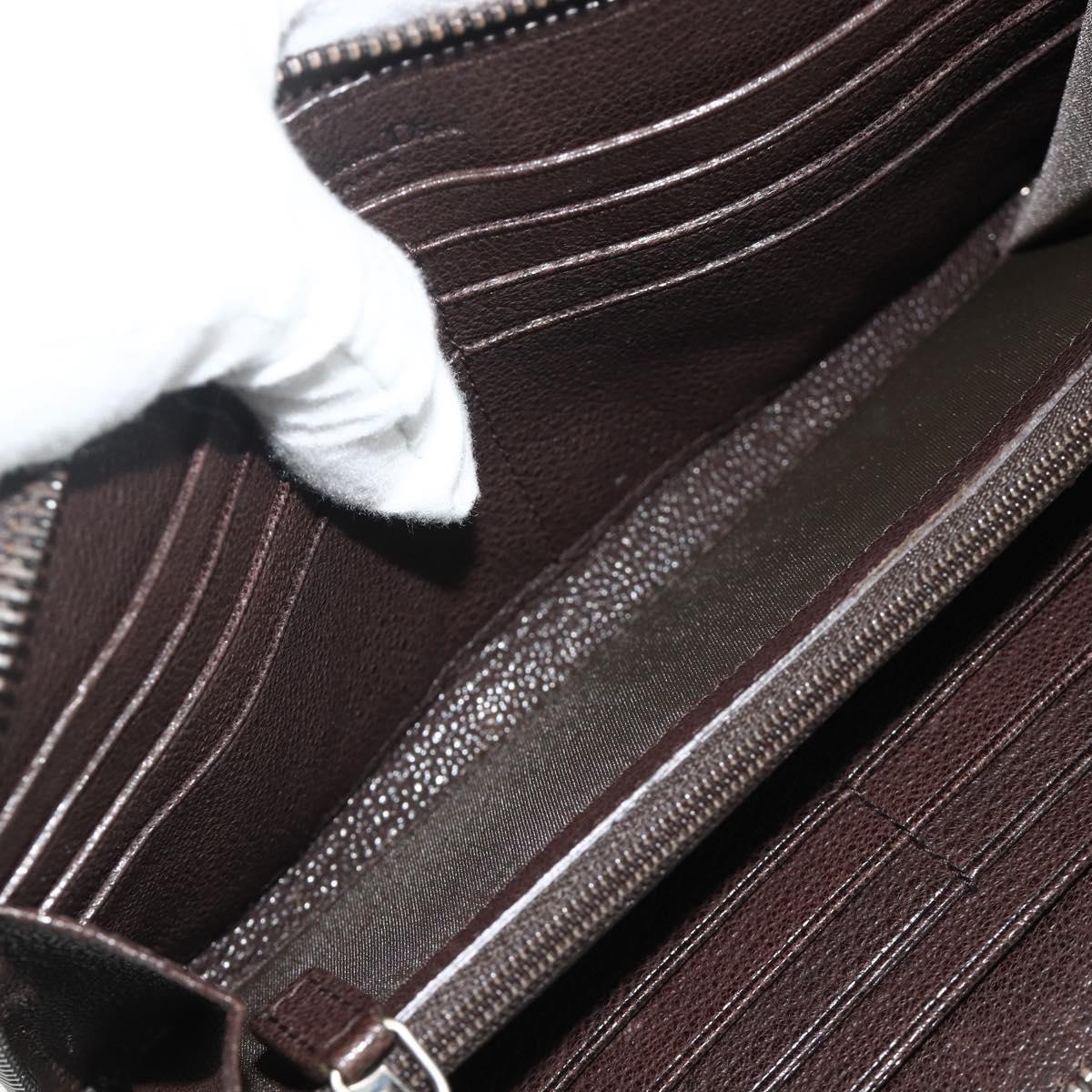 Christian Dior Trotter Canvas Long Wallet Brown Silver Auth yk20342A