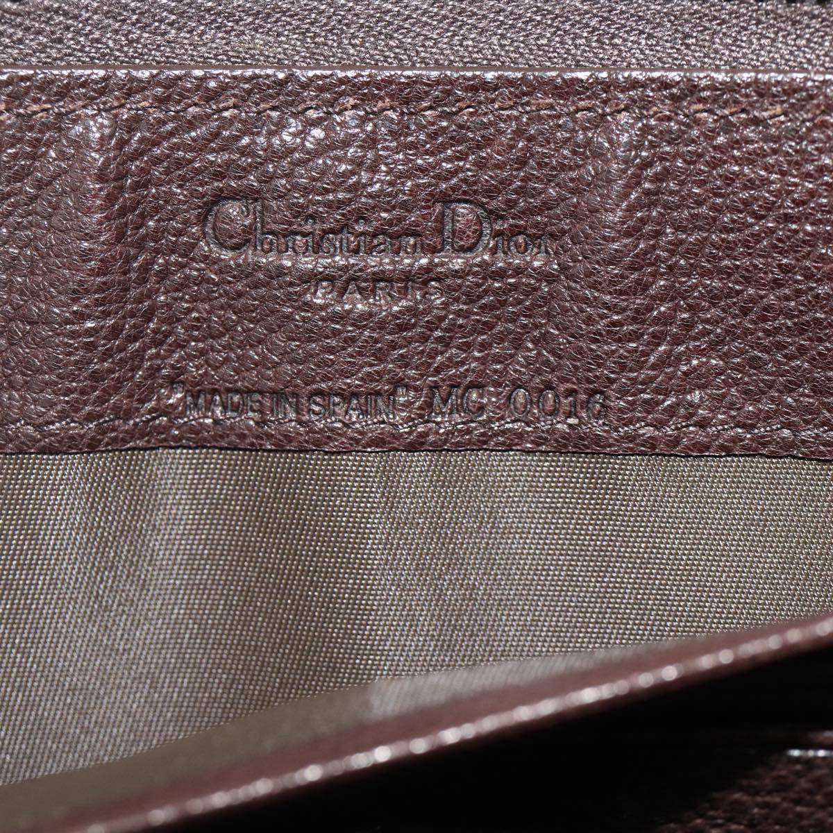 Christian Dior Trotter Canvas Long Wallet Brown Silver Auth yk20342A