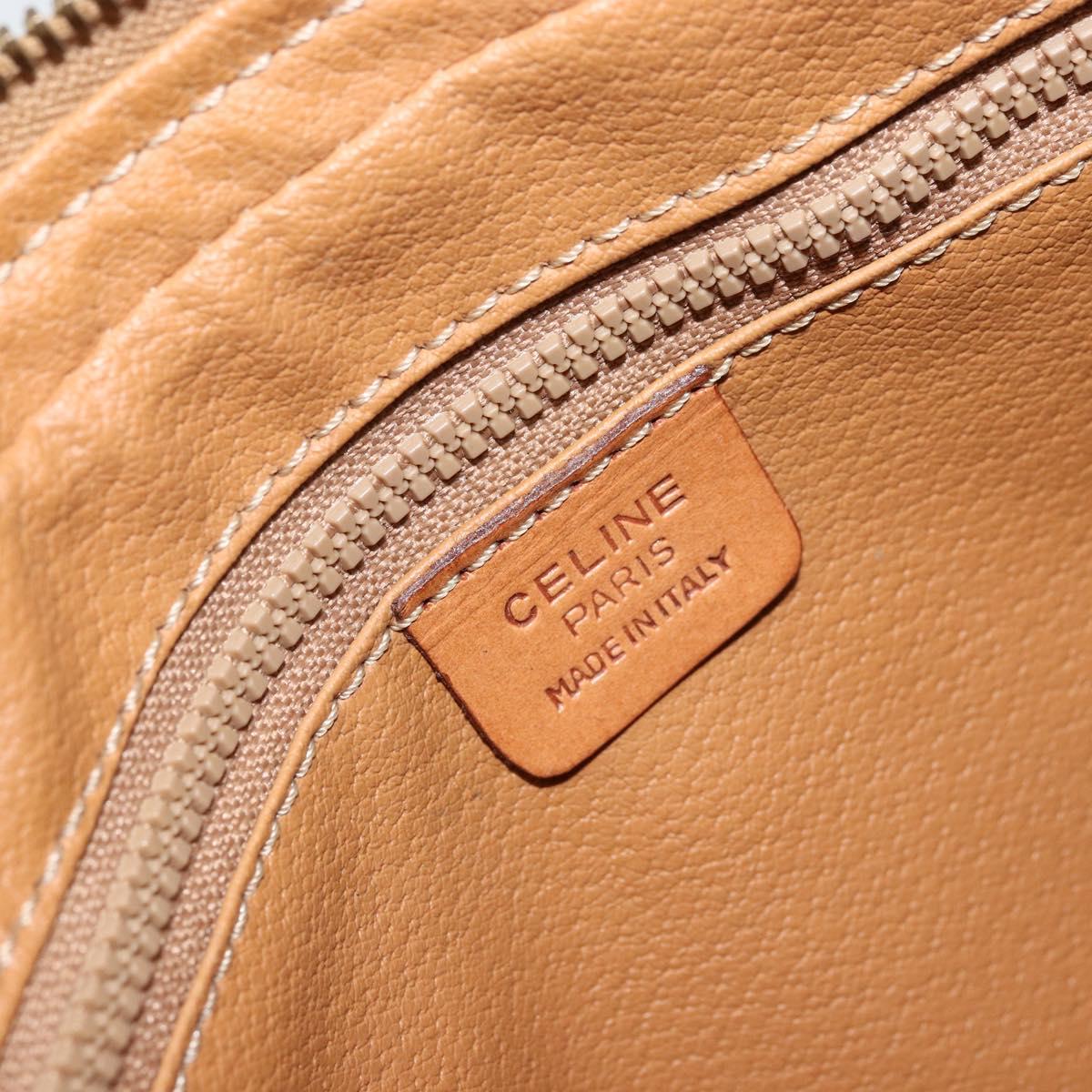 CELINE Macadam Canvas Clutch Bag PVC Leather Brown Gold Auth yk20347