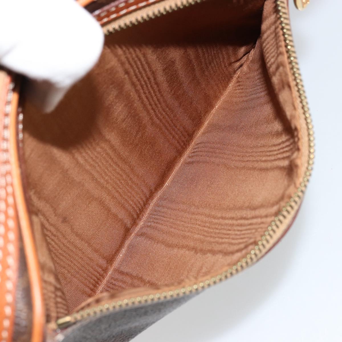 CELINE Macadam Canvas Clutch Bag PVC Leather Brown Gold Auth yk20347