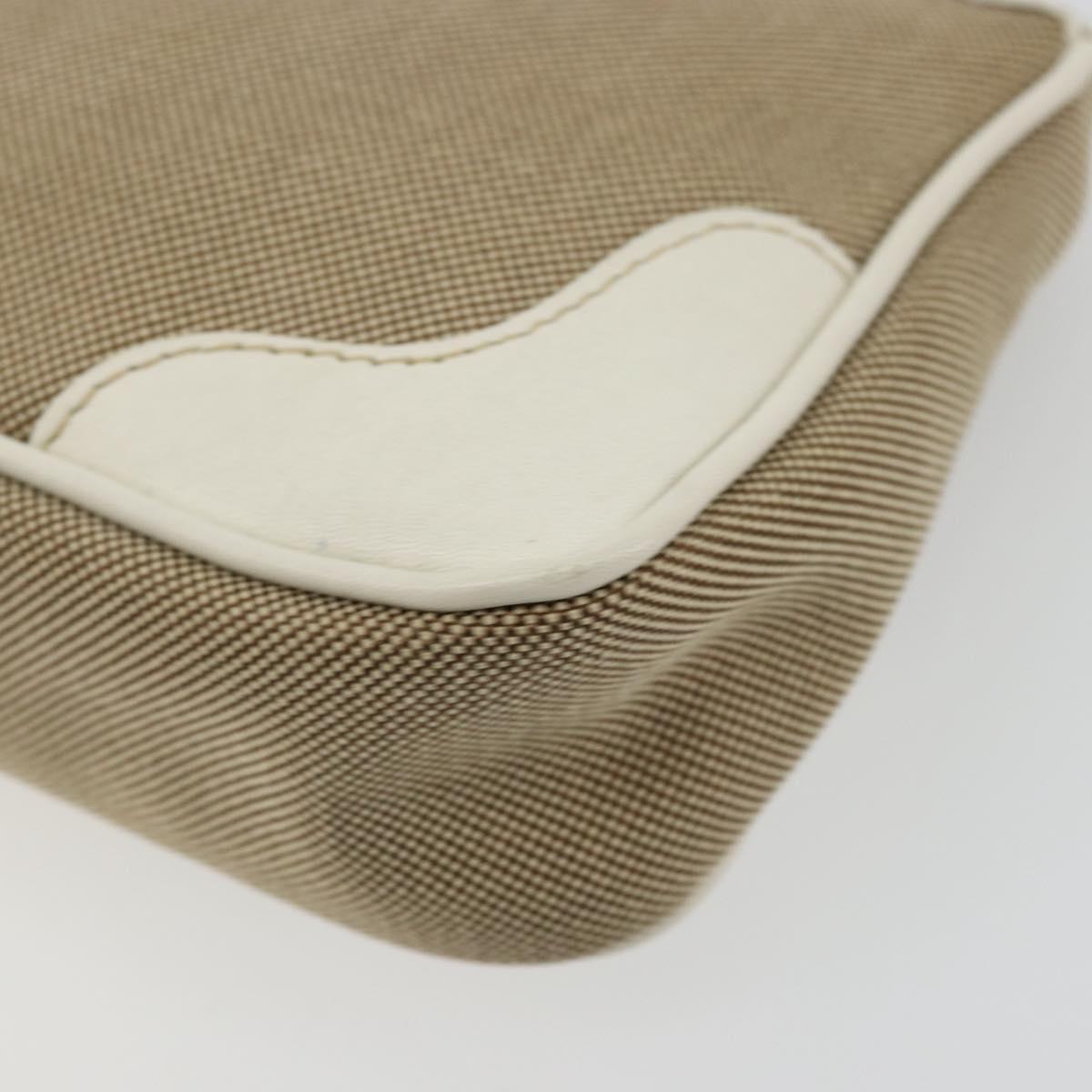 PRADA Pouch Canvas Beige Silver Auth yk20353A