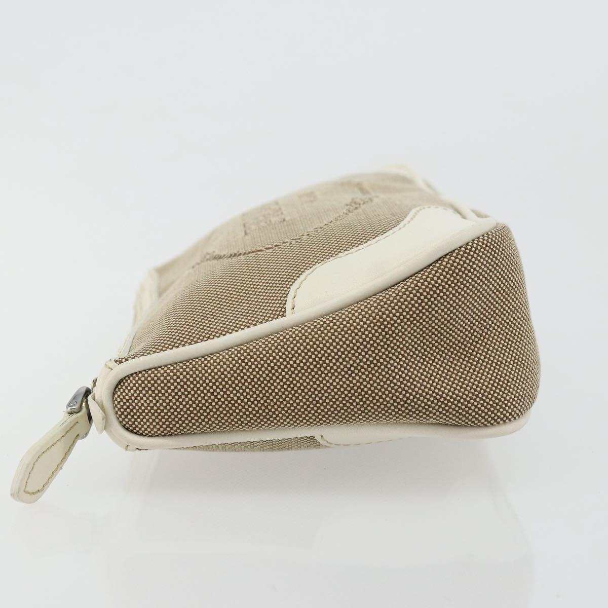 PRADA Pouch Canvas Beige Silver Auth yk20353A