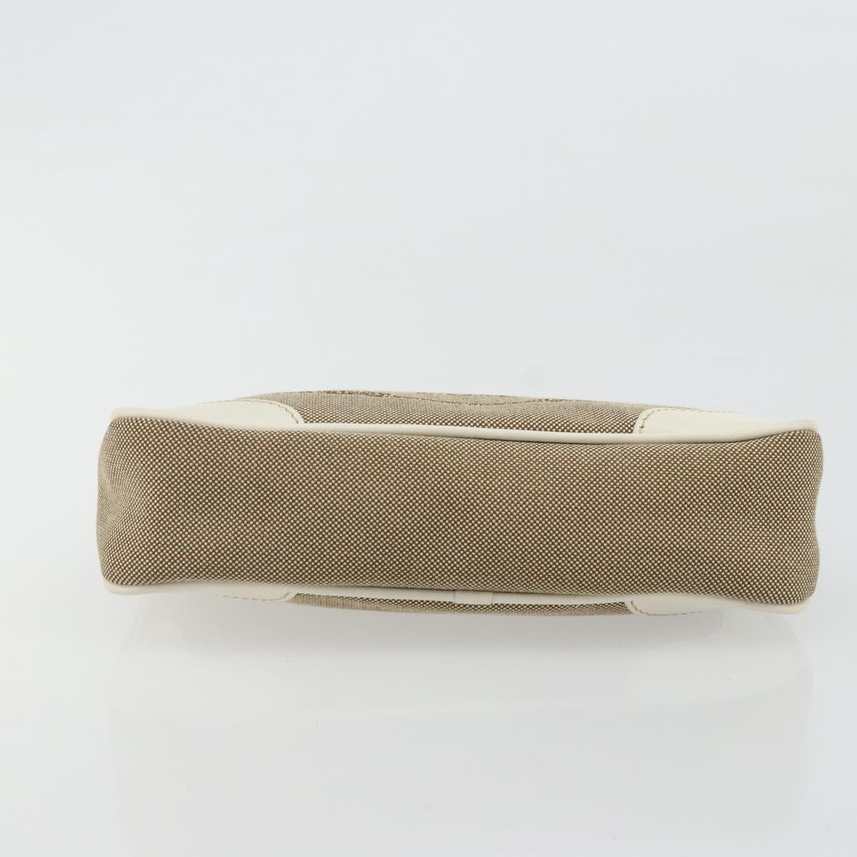 PRADA Pouch Canvas Beige Silver Auth yk20353A