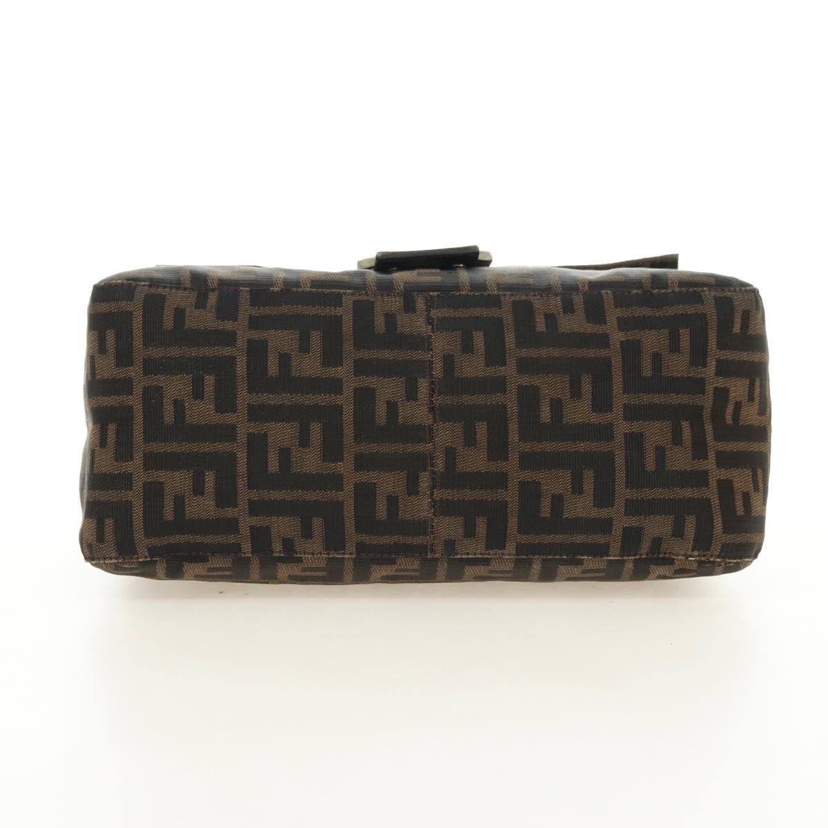 FENDI Zucca Canvas Mamma Baguette Shoulder Bag Black Brown Auth yk20359SAV