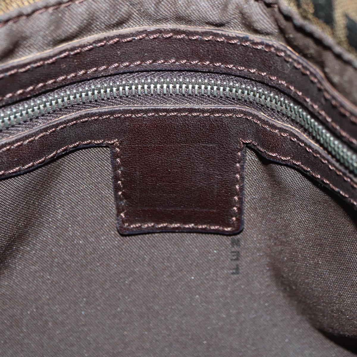 FENDI Zucca Canvas Mamma Baguette Shoulder Bag Black Brown Auth yk20359SAV