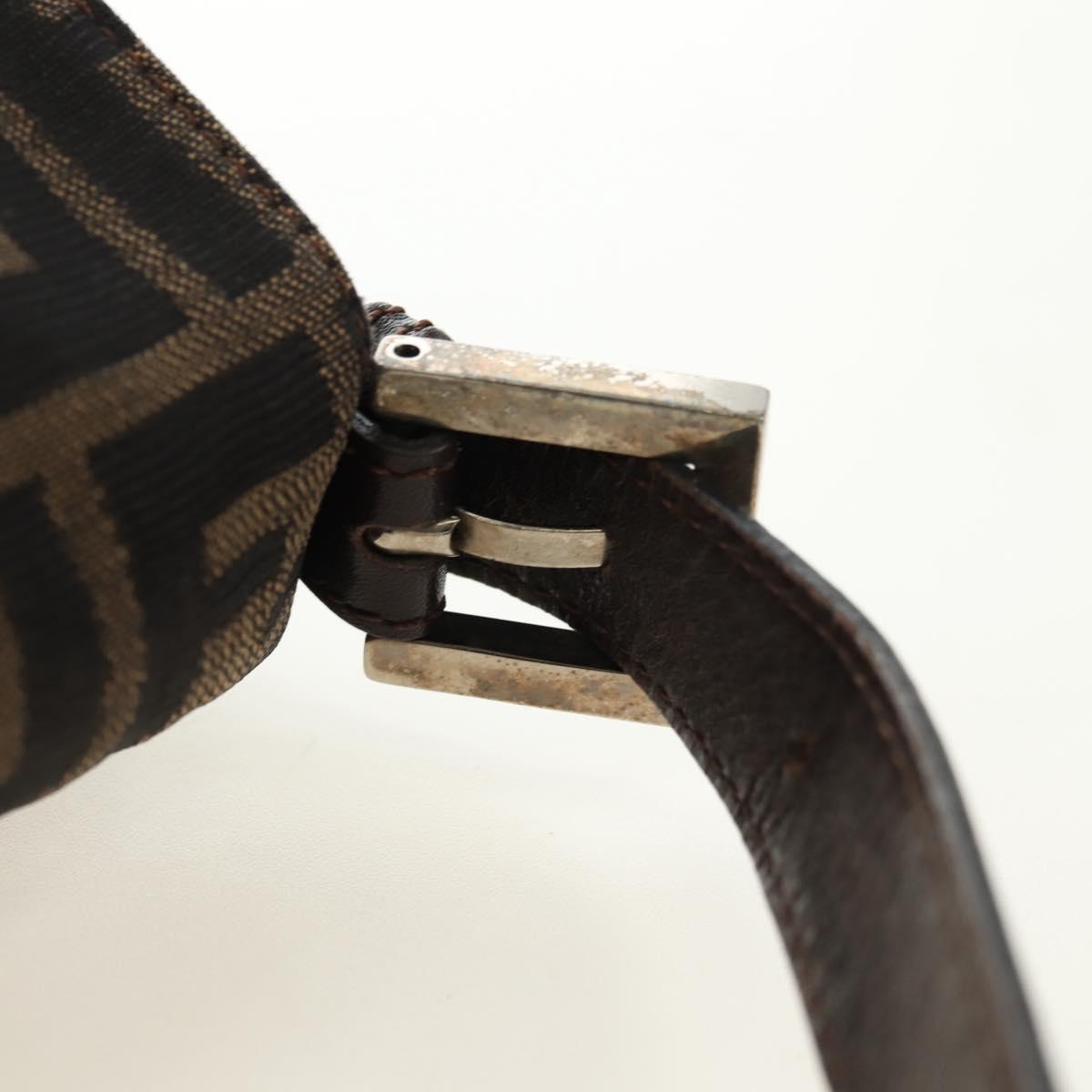 FENDI Zucca Canvas Mamma Baguette Shoulder Bag Black Brown Auth yk20359SAV