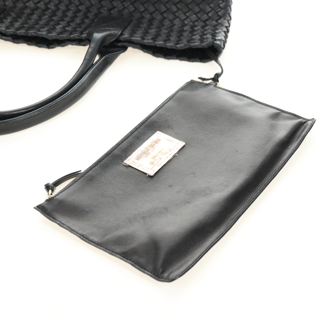 BOTTEGA VENETA INTRECCIATO Cabas PM Bag Leather Black 141498 Auth yk20364SAV
