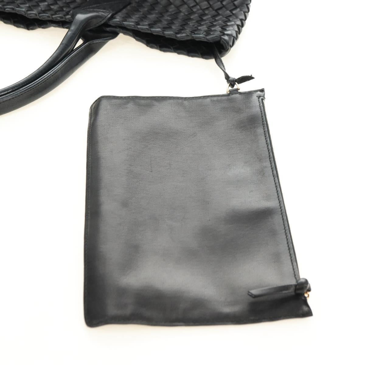 BOTTEGA VENETA INTRECCIATO Cabas PM Bag Leather Black 141498 Auth yk20364SAV