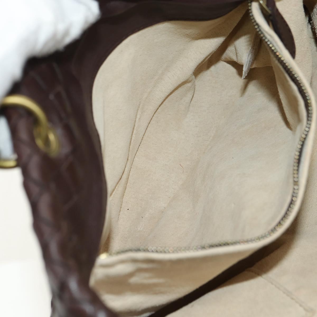 BOTTEGA VENETA INTRECCIATO Rome Hand Bag Leather Brown 162112 Auth yk20366SAV