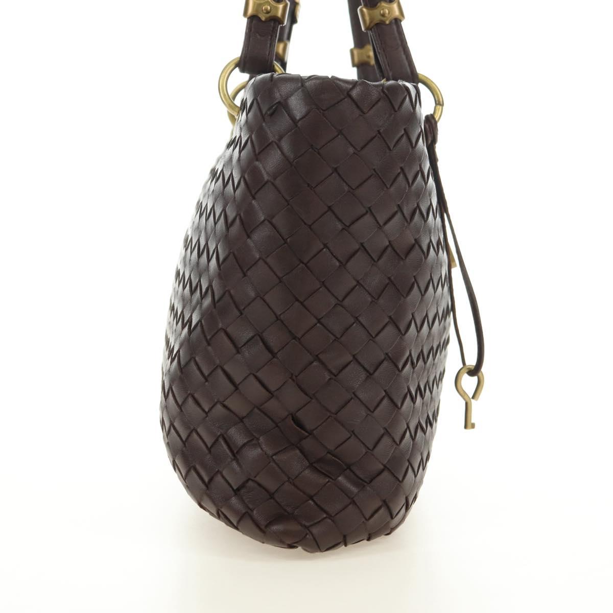 BOTTEGA VENETA INTRECCIATO Rome Hand Bag Leather Brown 162112 Auth yk20366SAV