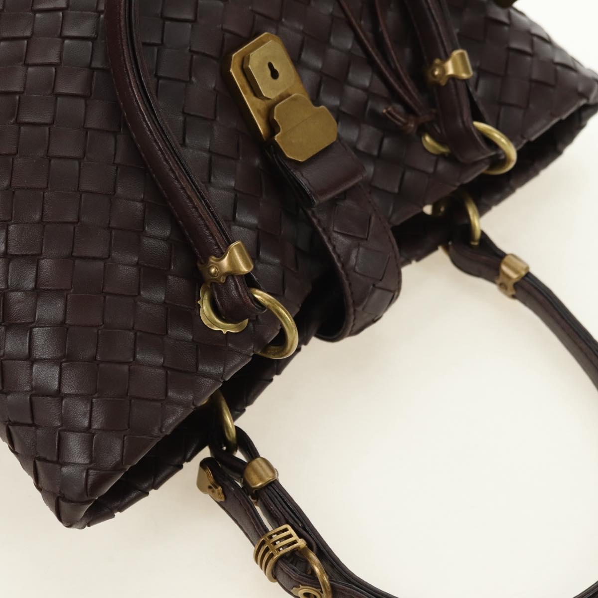 BOTTEGA VENETA INTRECCIATO Rome Hand Bag Leather Brown 162112 Auth yk20366SAV