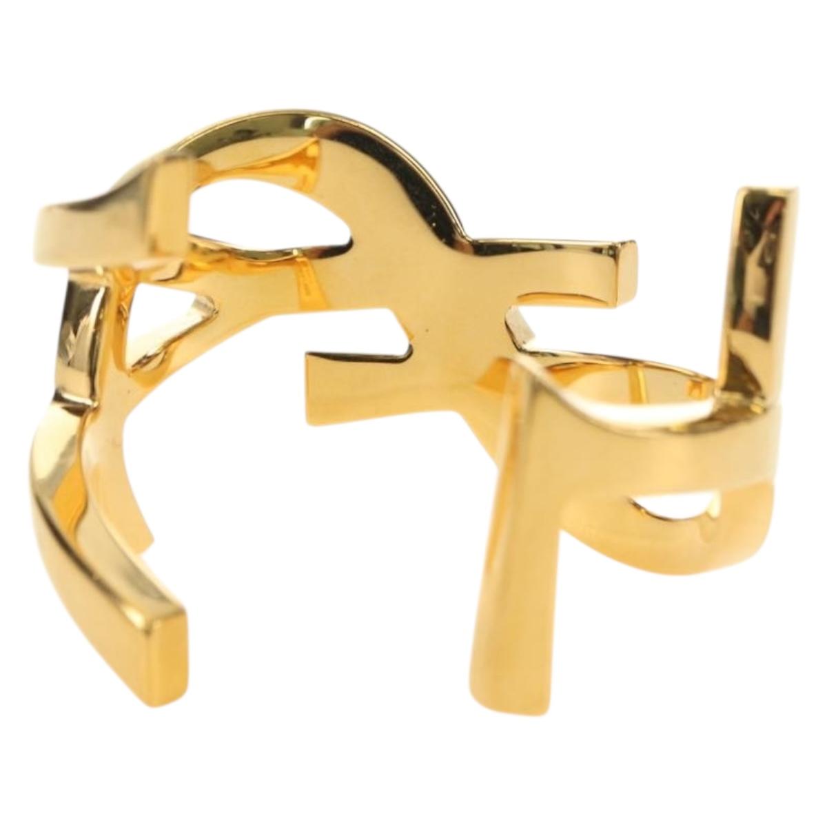 SAINT LAURENT Cassandra Bracelet metal Gold Auth yk20367M