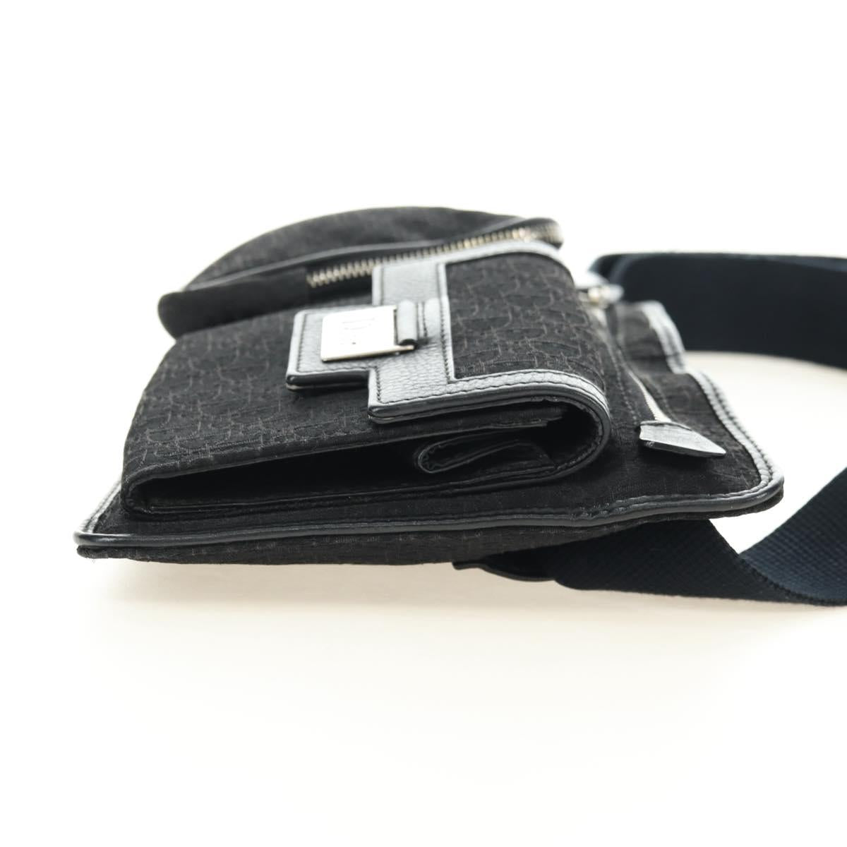 Christian Dior Trotter Canvas Body Bag Black Silver Auth yk20371SAV