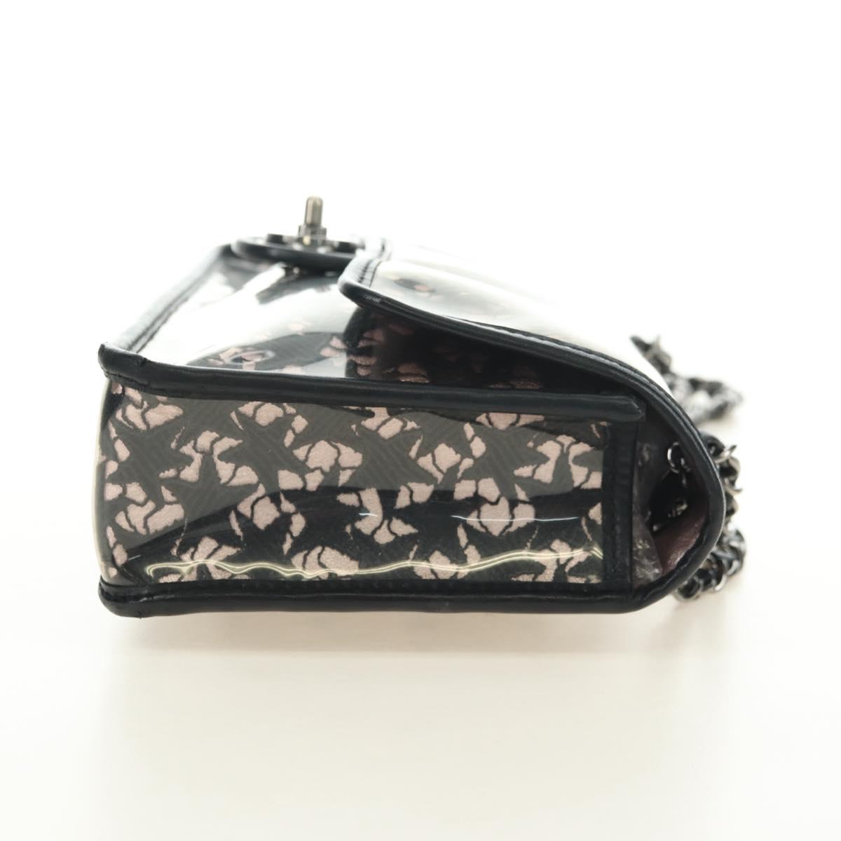CHANEL Star Turn Lock Chain Hand Bag Vinyl Black Silver CC Auth yk20372SAV