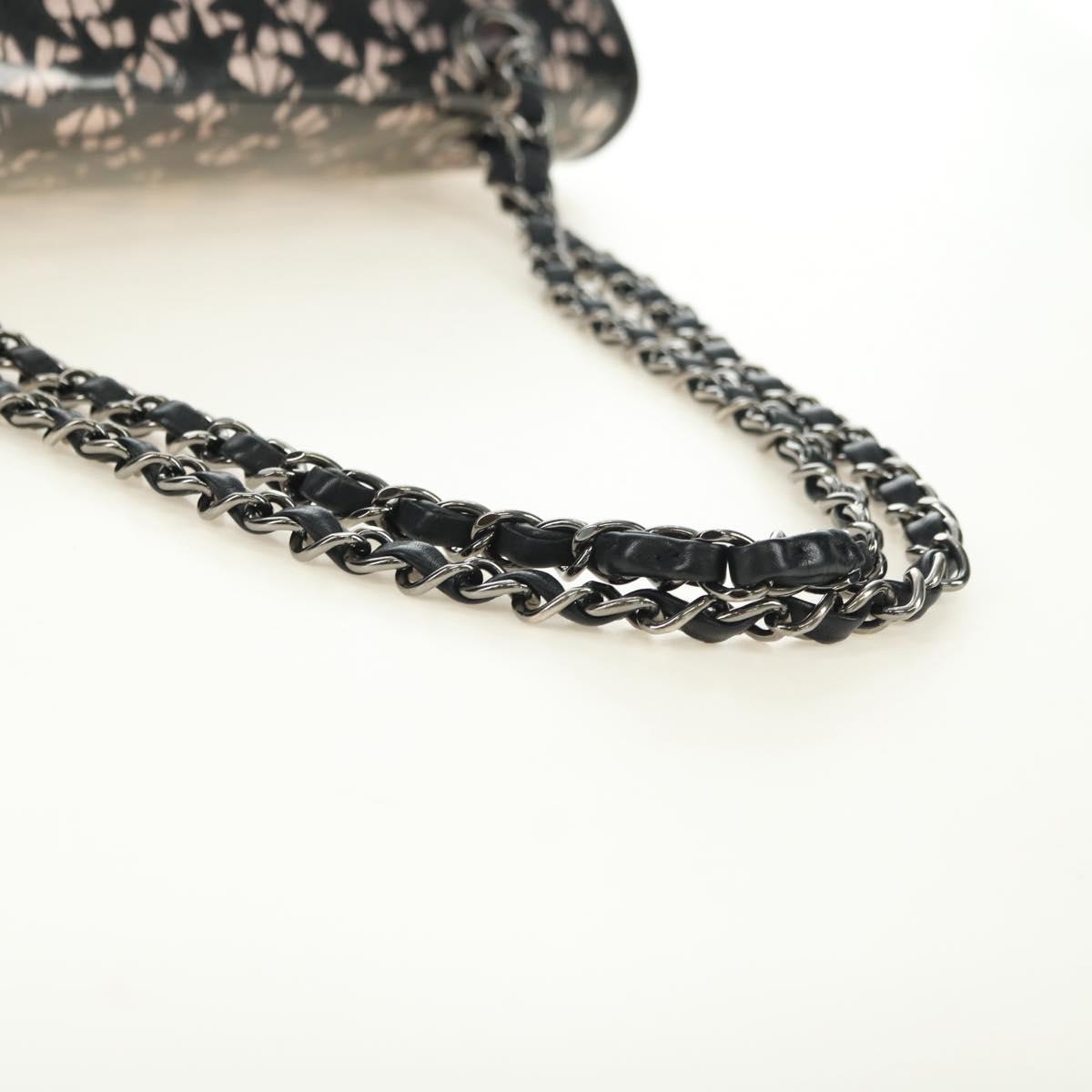 CHANEL Star Turn Lock Chain Hand Bag Vinyl Black Silver CC Auth yk20372SAV