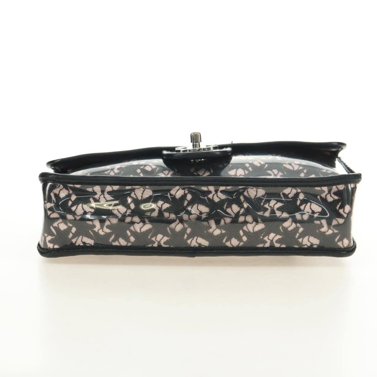 CHANEL Star Turn Lock Chain Hand Bag Vinyl Black Silver CC Auth yk20372SAV