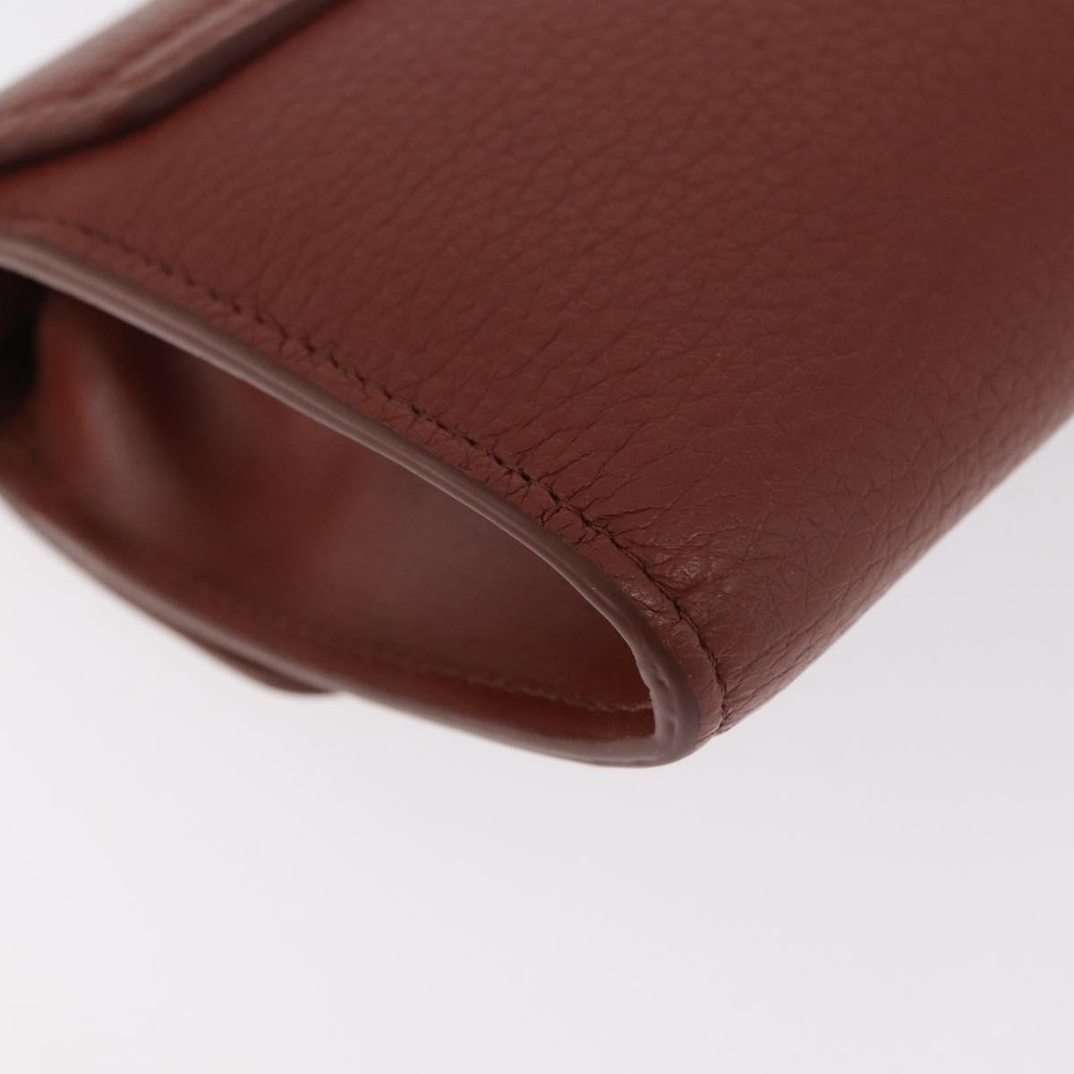Chloe Chain Wallet Shoulder Bag Leather Brown Gold Auth yk20373A