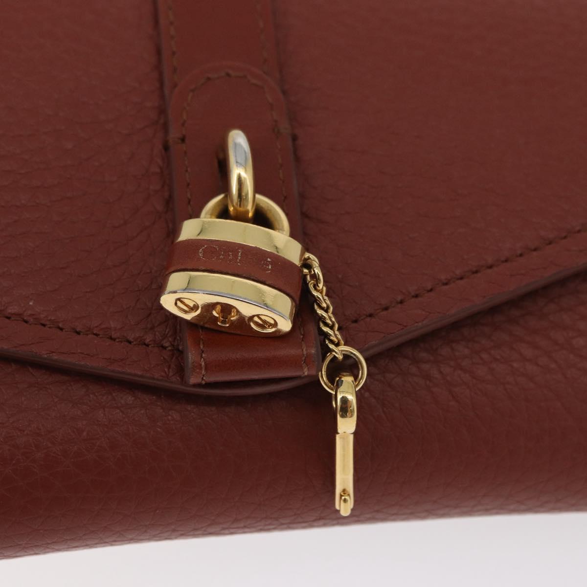 Chloe Chain Wallet Shoulder Bag Leather Brown Gold Auth yk20373A