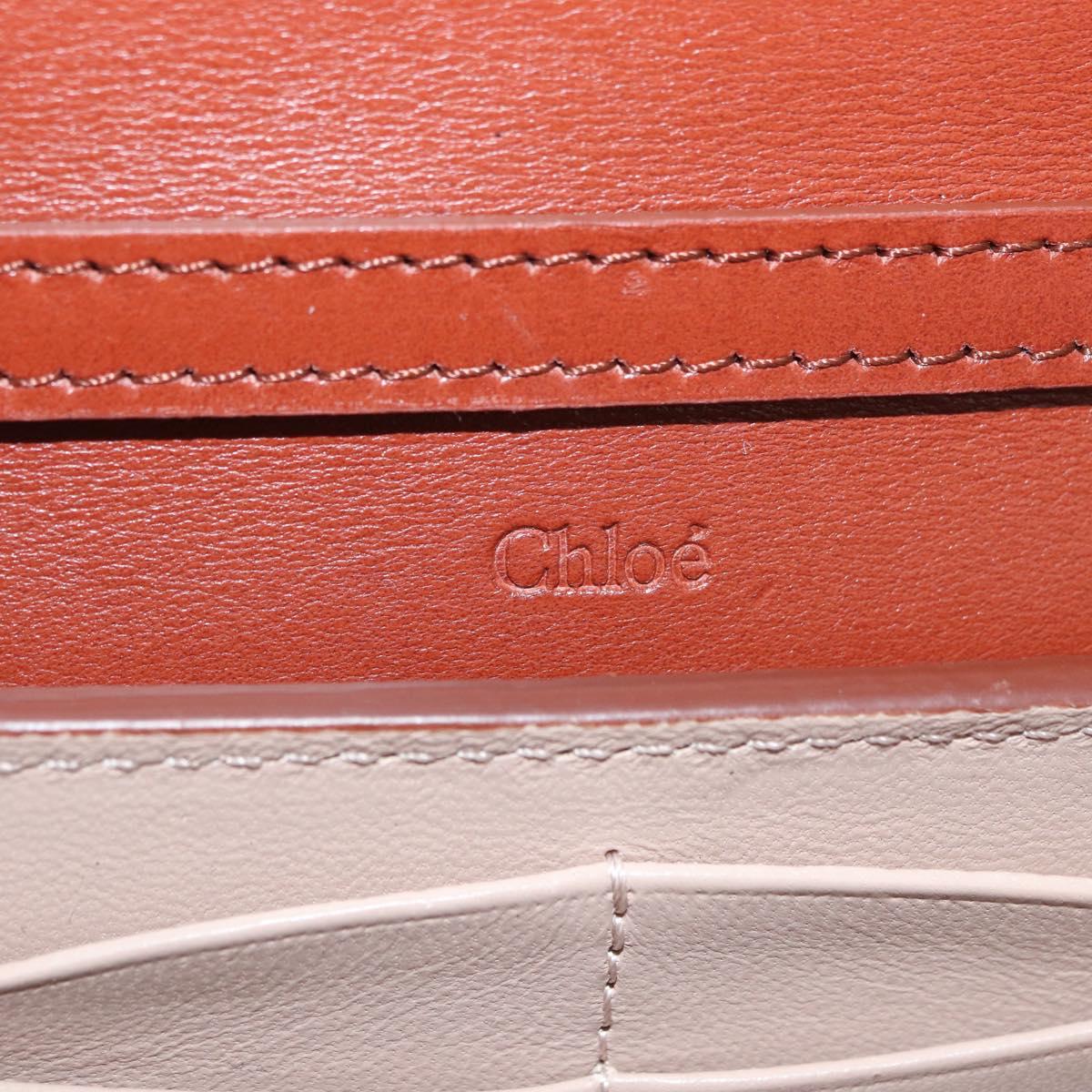 Chloe Chain Wallet Shoulder Bag Leather Brown Gold Auth yk20373A