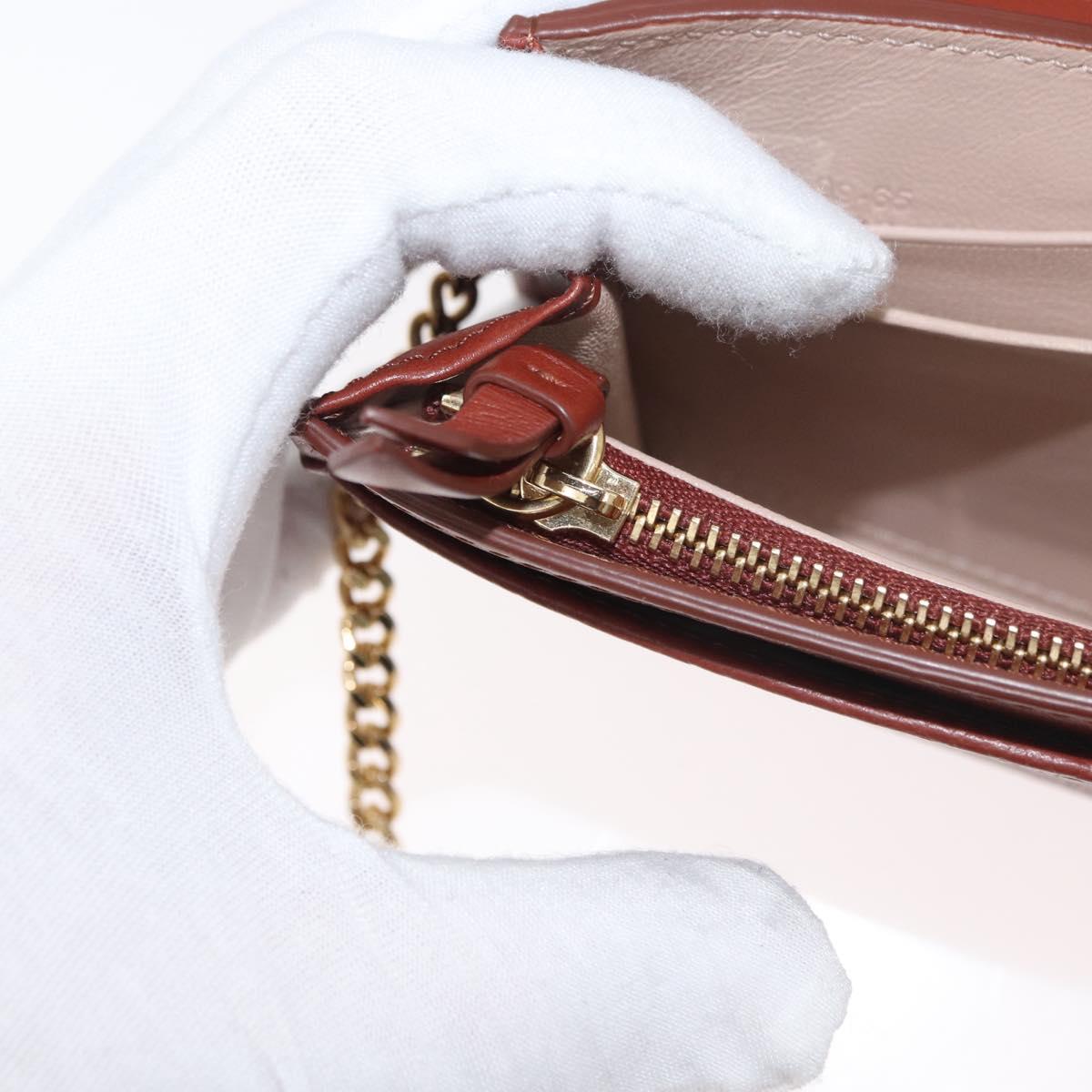 Chloe Chain Wallet Shoulder Bag Leather Brown Gold Auth yk20373A