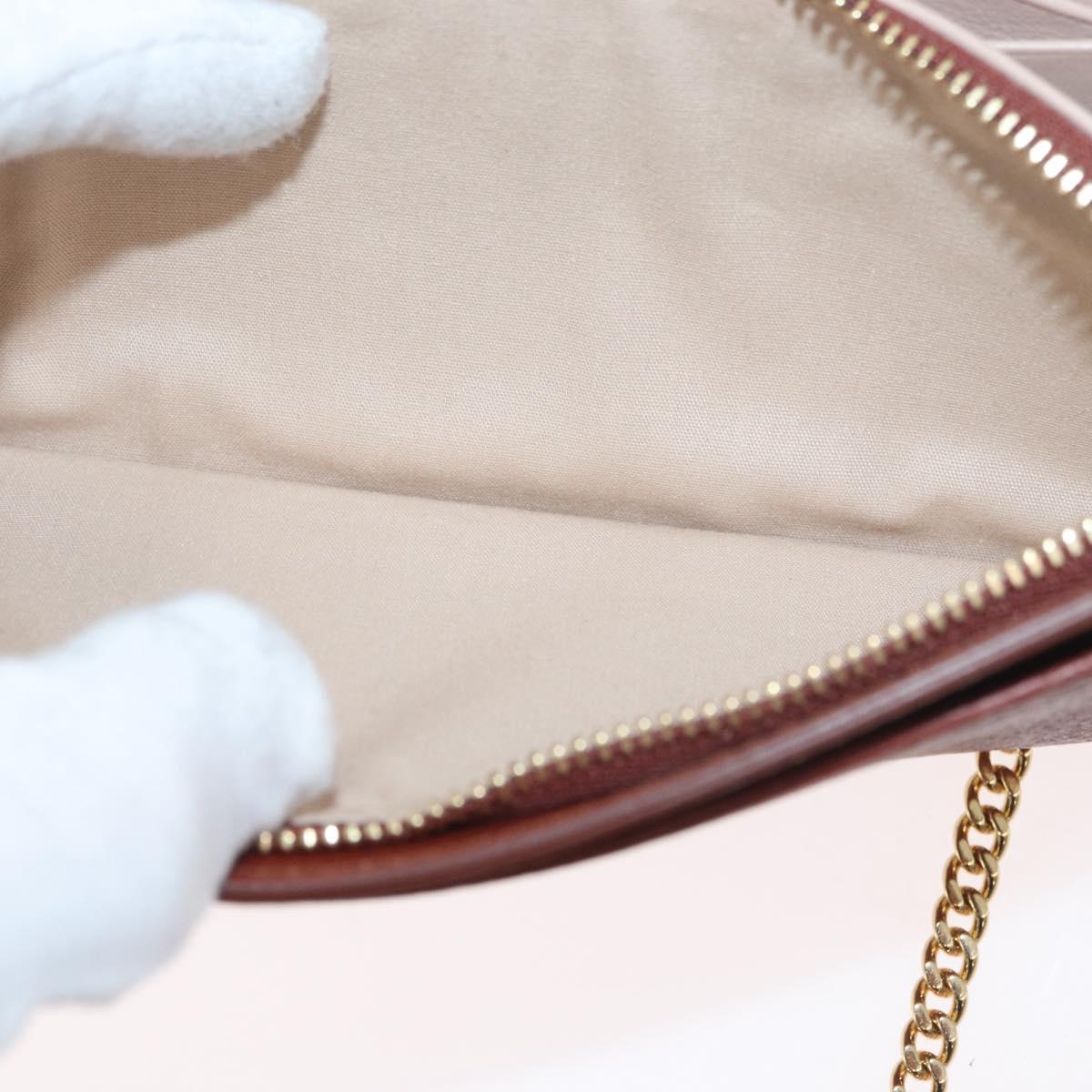 Chloe Chain Wallet Shoulder Bag Leather Brown Gold Auth yk20373A