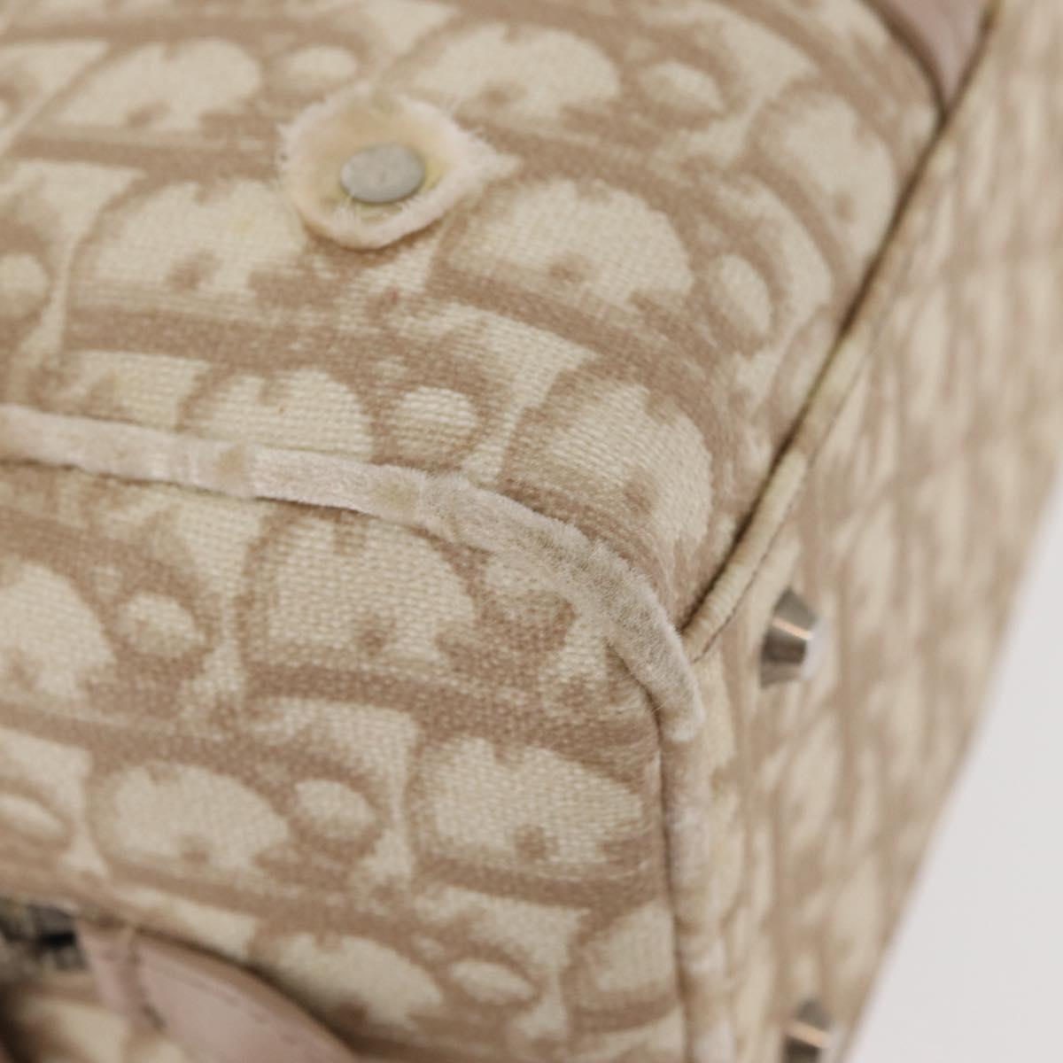 Christian Dior Trotter Canvas Romantic Hand Bag PVC Beige Silver Auth yk20375SAV