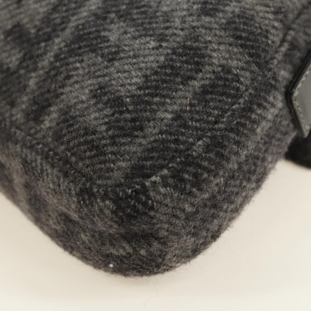 FENDI Zucca Canvas Mamma Baguette Shoulder Bag Wool Gray Silver Auth yk20376SAV