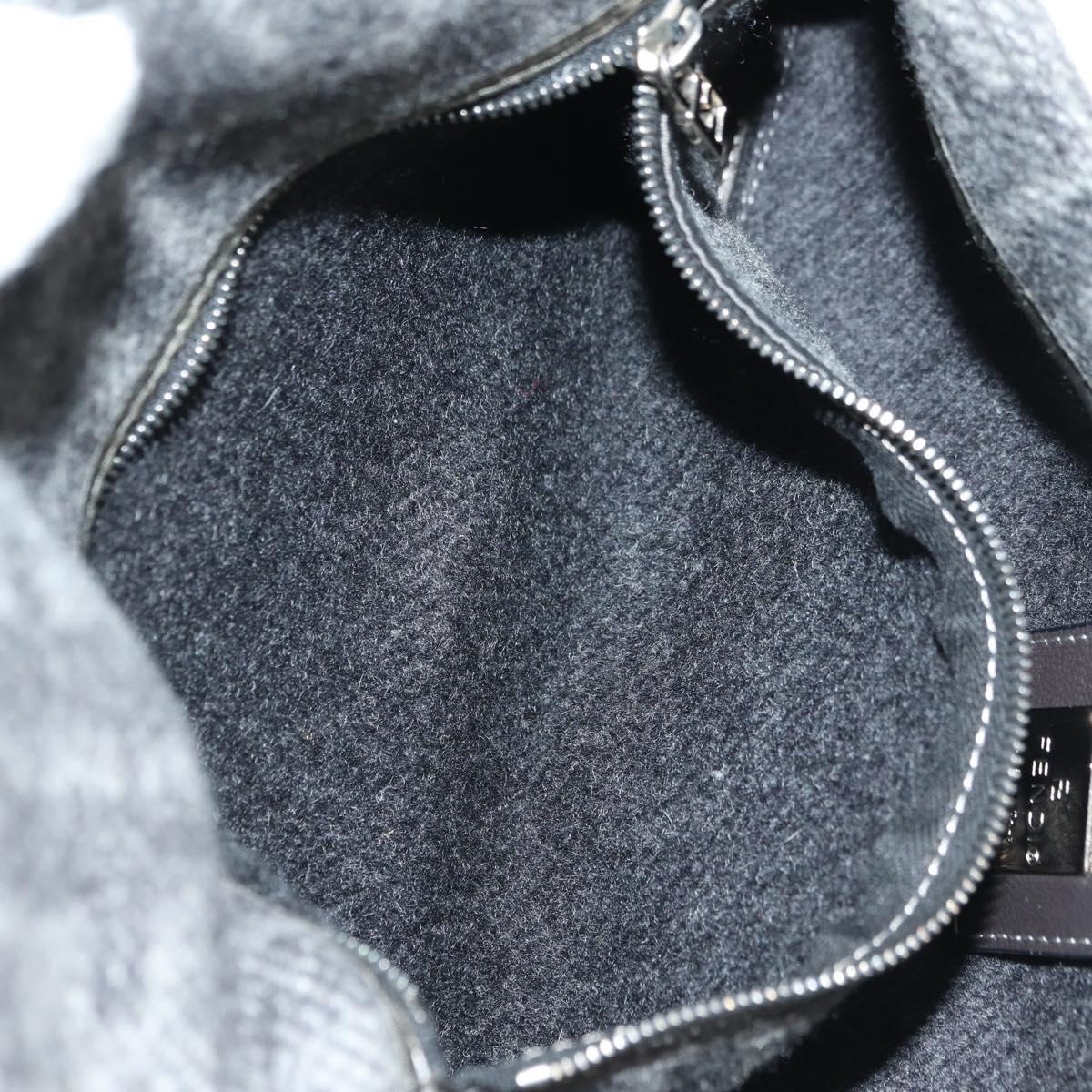 FENDI Zucca Canvas Mamma Baguette Shoulder Bag Wool Gray Silver Auth yk20376SAV