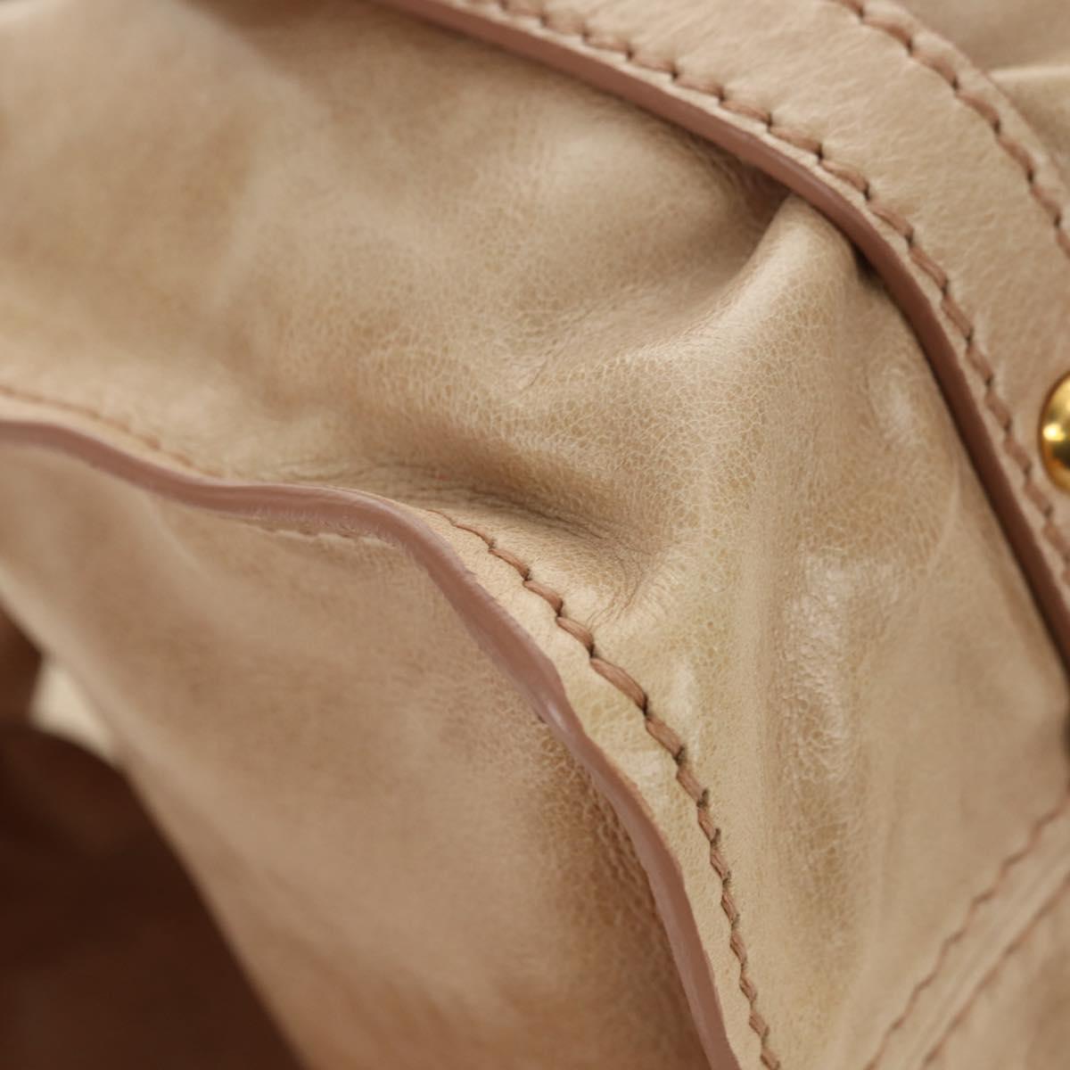 Miu Miu Shoulder Bag Leather Gold Beige Auth yk20378SAM