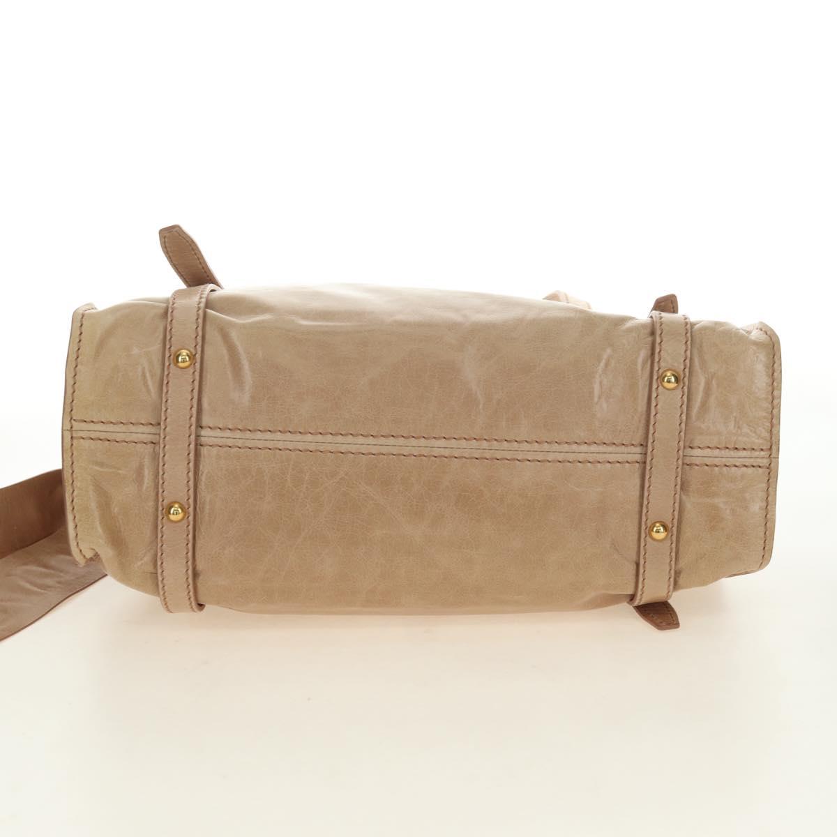 Miu Miu Shoulder Bag Leather Gold Beige Auth yk20378SAM