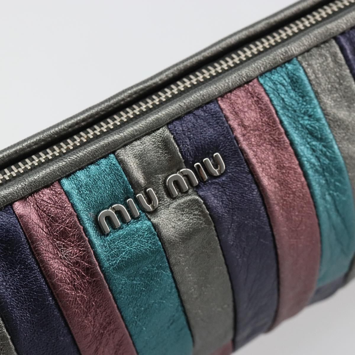 Miu Miu Pouch Leather Multicolor Silver Auth yk20380A