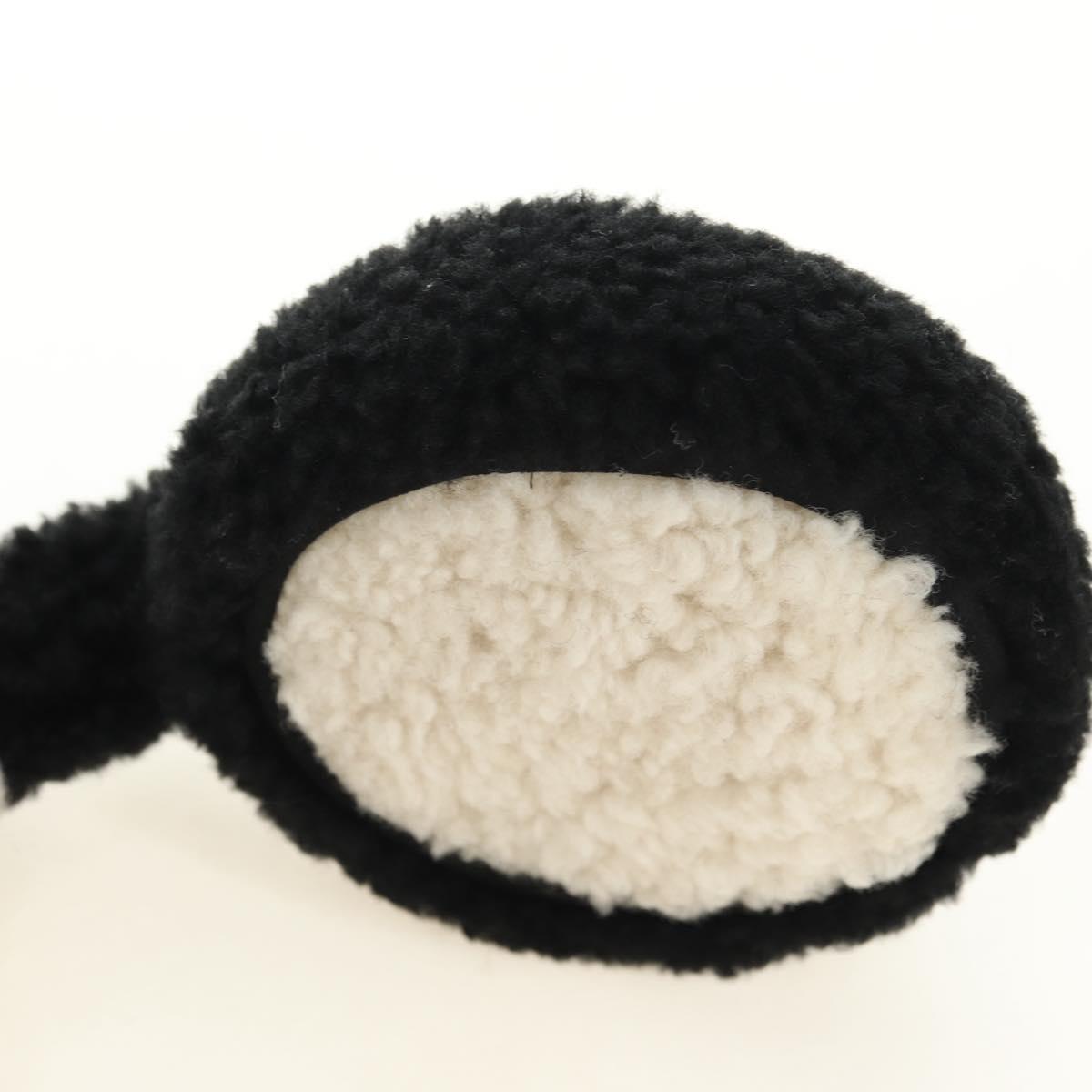 CHANEL COCO Mark Earmuffs Fabric Cap Wool Black White CC Auth yk20385SAV