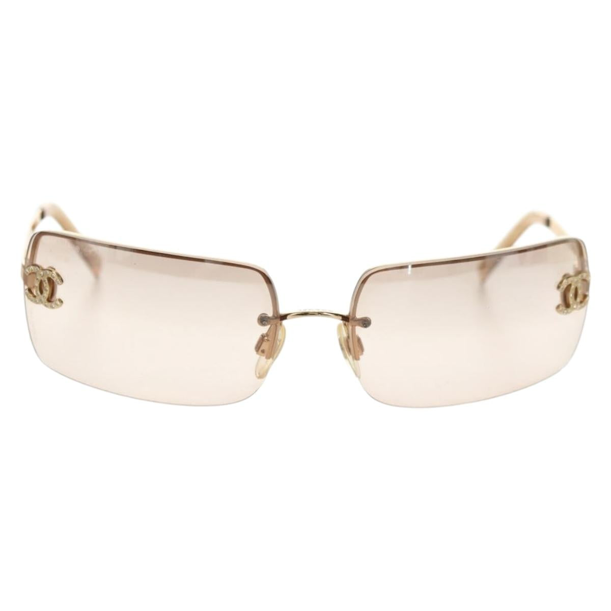 CHANEL Sunglasses metal Gold Tone CC Auth yk20387SAM
