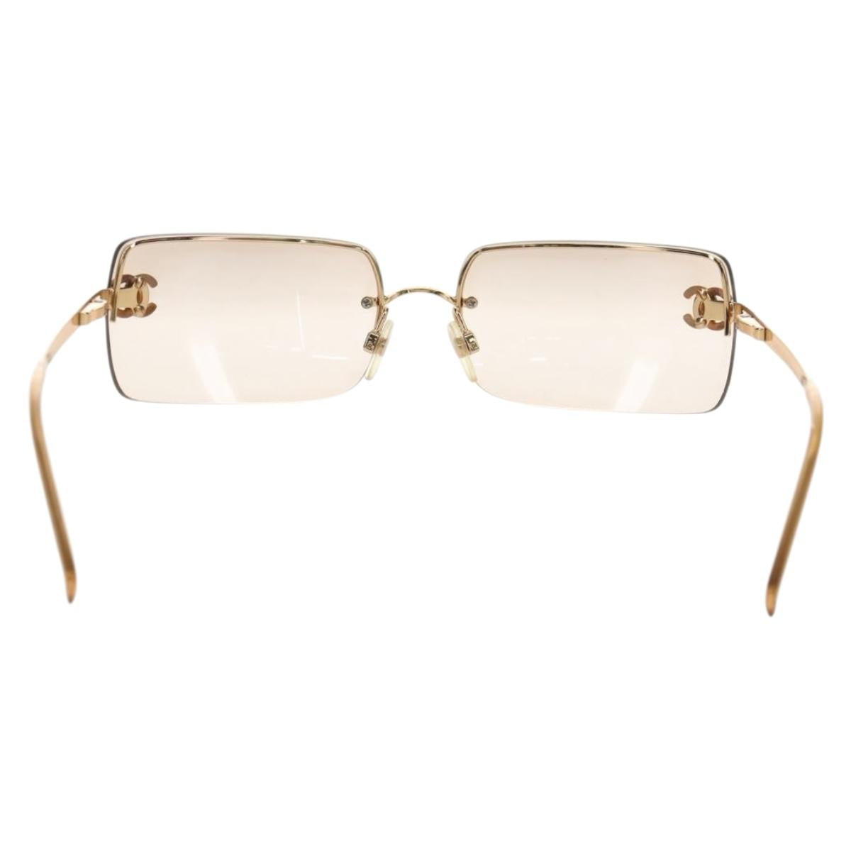 CHANEL Sunglasses metal Gold Tone CC Auth yk20387SAM