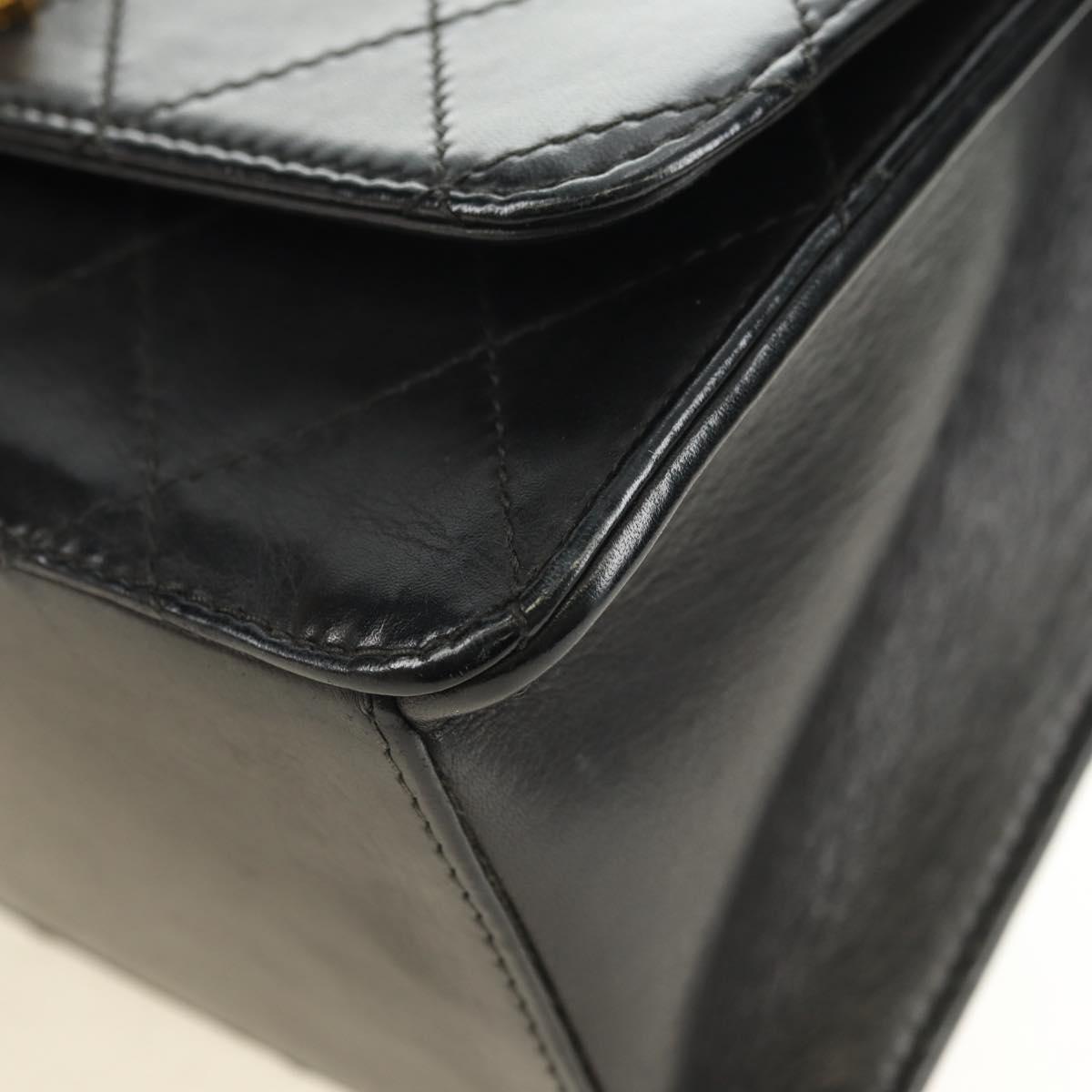 CHANEL Matelasse Hand Bag Leather Black Gold CC Auth yk20389SAV