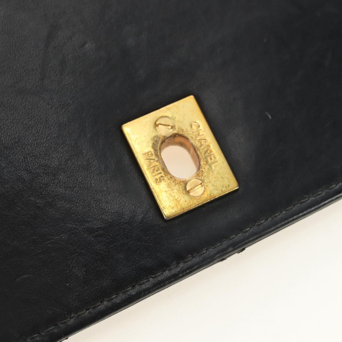 CHANEL Matelasse Hand Bag Leather Black Gold CC Auth yk20389SAV