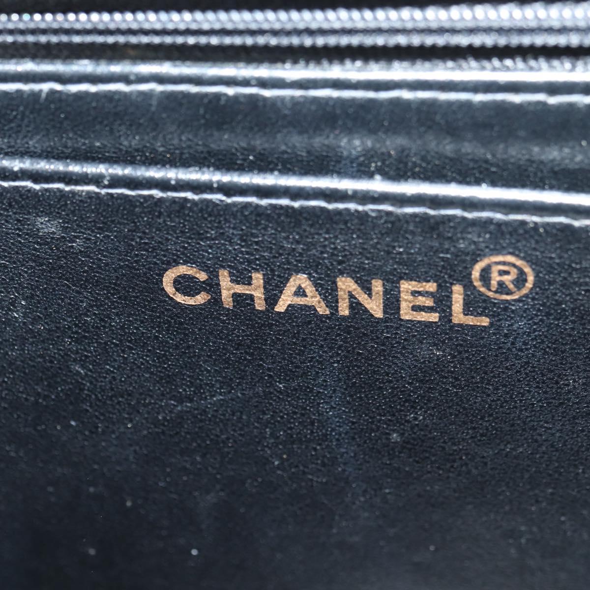 CHANEL Matelasse Hand Bag Leather Black Gold CC Auth yk20389SAV